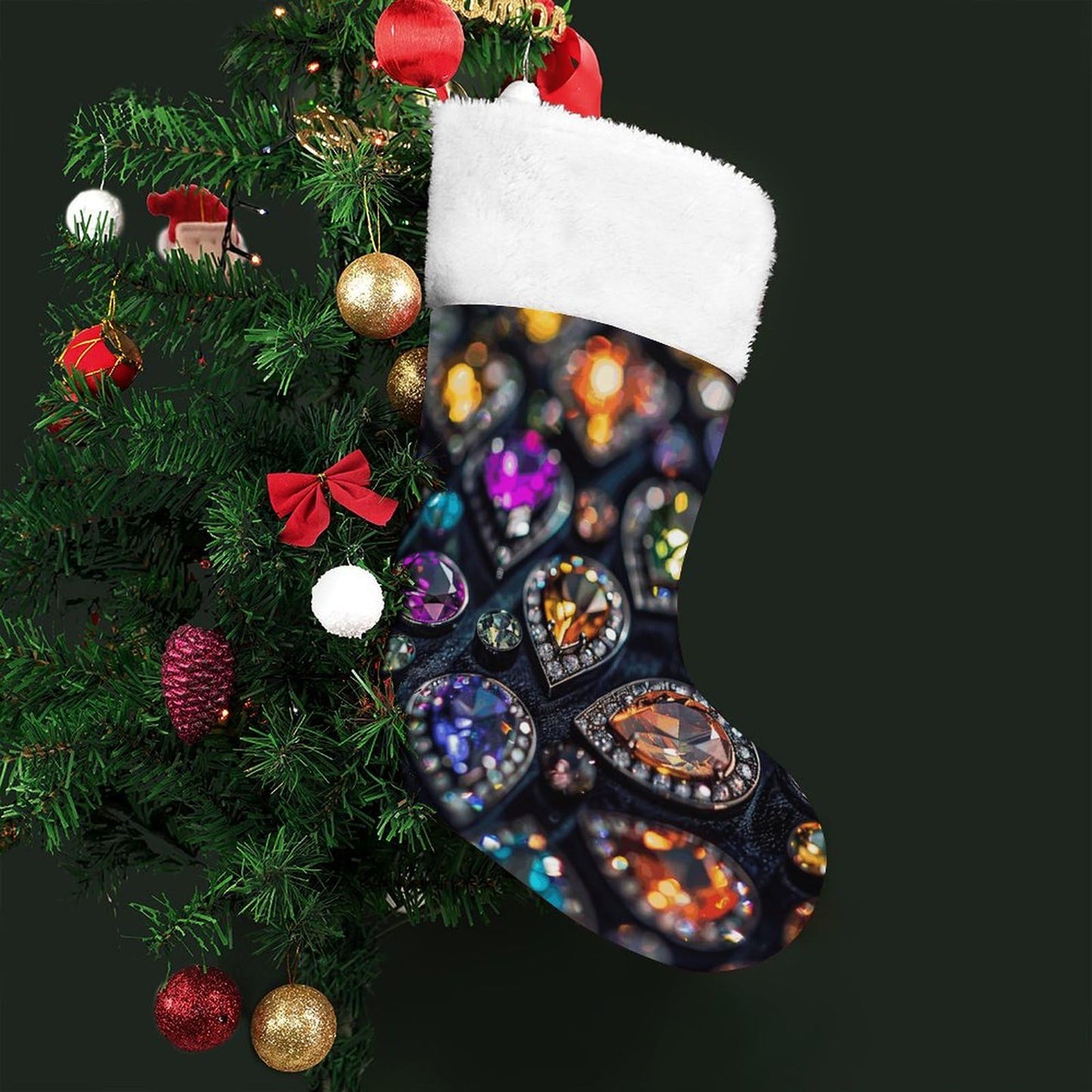 Christmas Holiday Decor Socks,Intricate Jewelry Patterns Printed Personalized Christmas Stockings,Hanging Stockings Can Be Used As Decorations Fireplaces, Christmas Tree And Stairs,The Best Gift To Gi