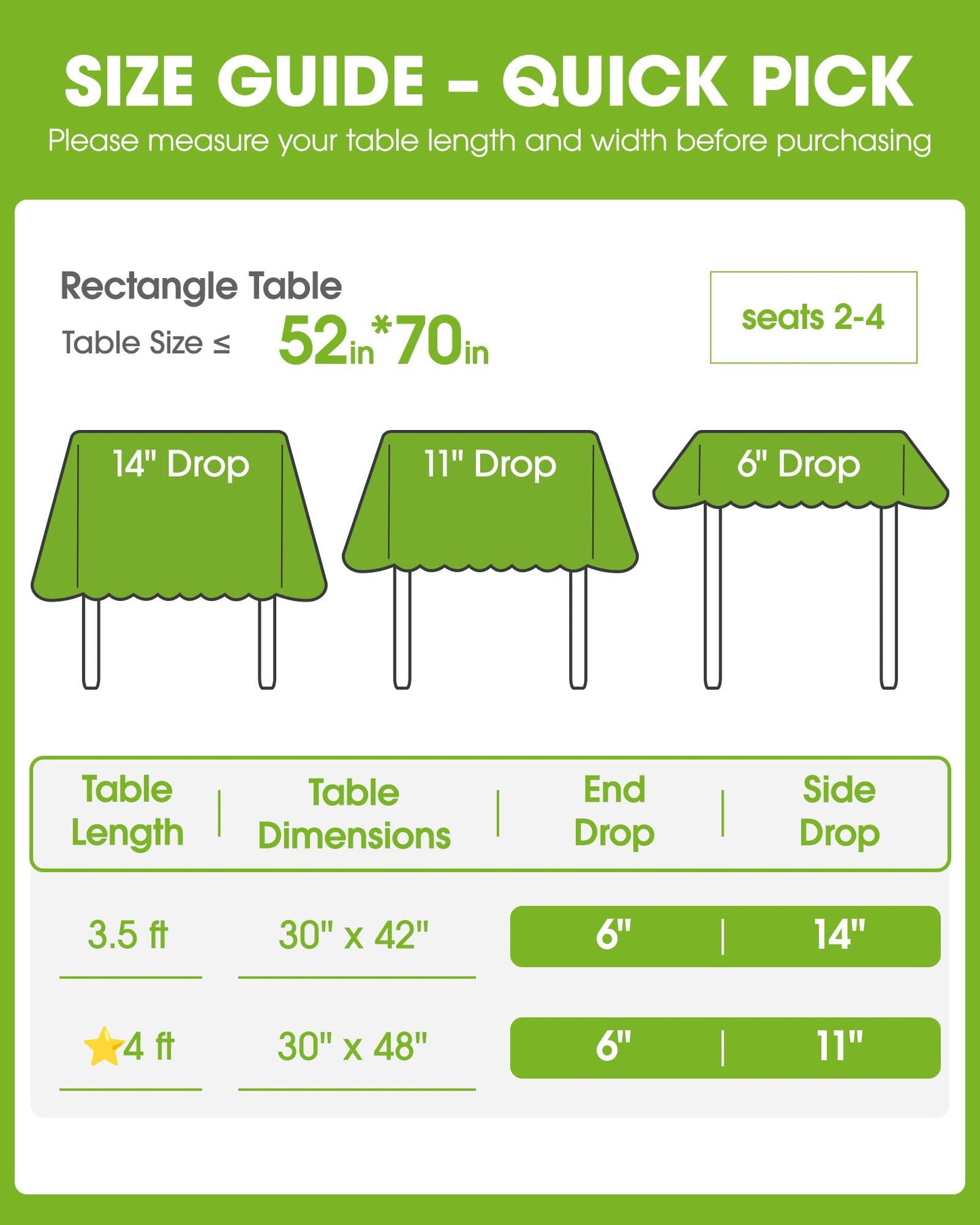 Pureegg Rectangle Linen Tablecloth Waterproof & Stain Resistant, Wrinkle-Free Table Cloth Adds Elegance and Protection, Ideal for Dining, Party, Wedding and Outdoor, 52 x 70 Inch, Sage Green