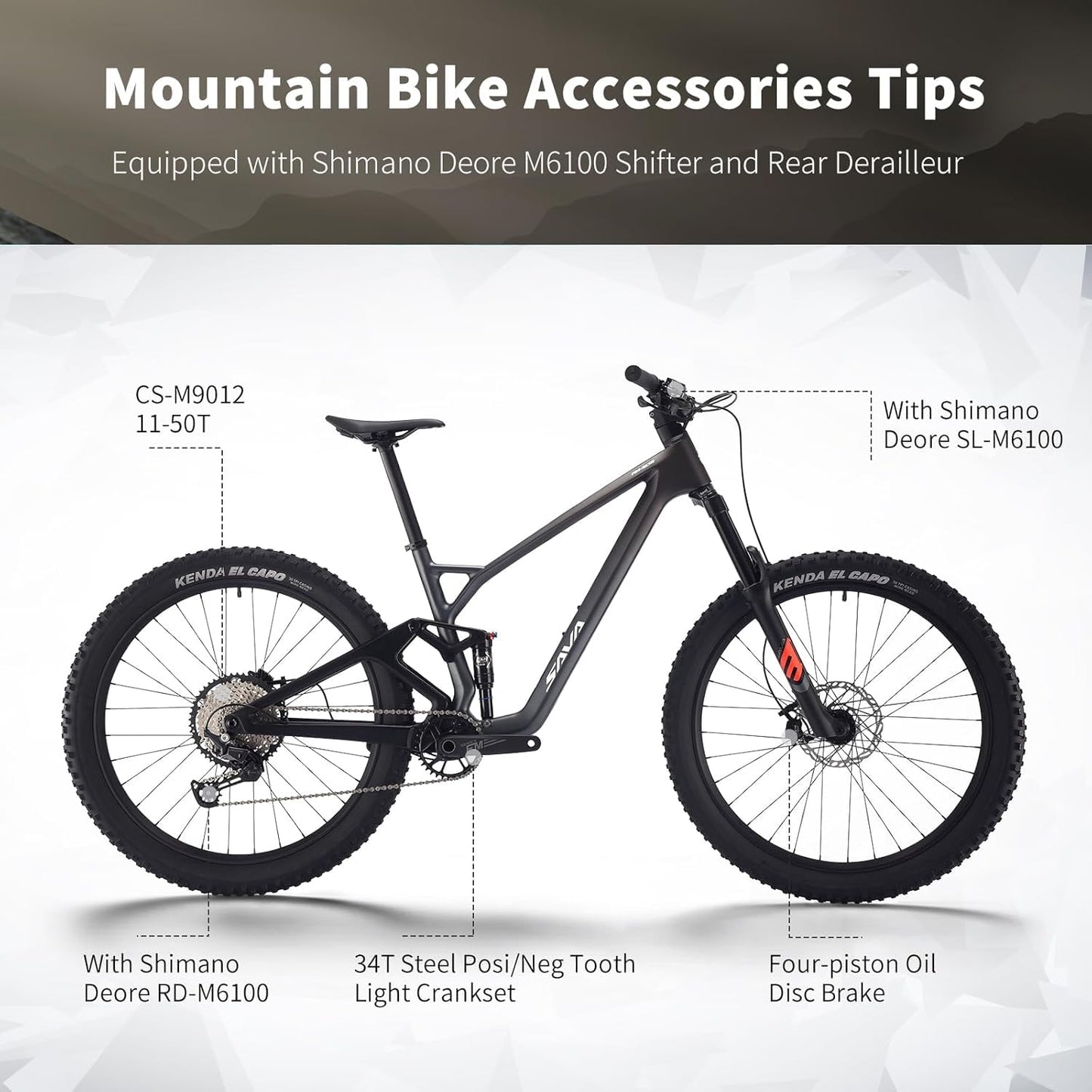 SAVADECK Carbon Fiber Soft Tail Mountain Bike All Terrain Suspension Off-Road Fox Front Fork and Adult Racing, Firepower Orange-M6100-12 Speed (Gray, 29 * 19)