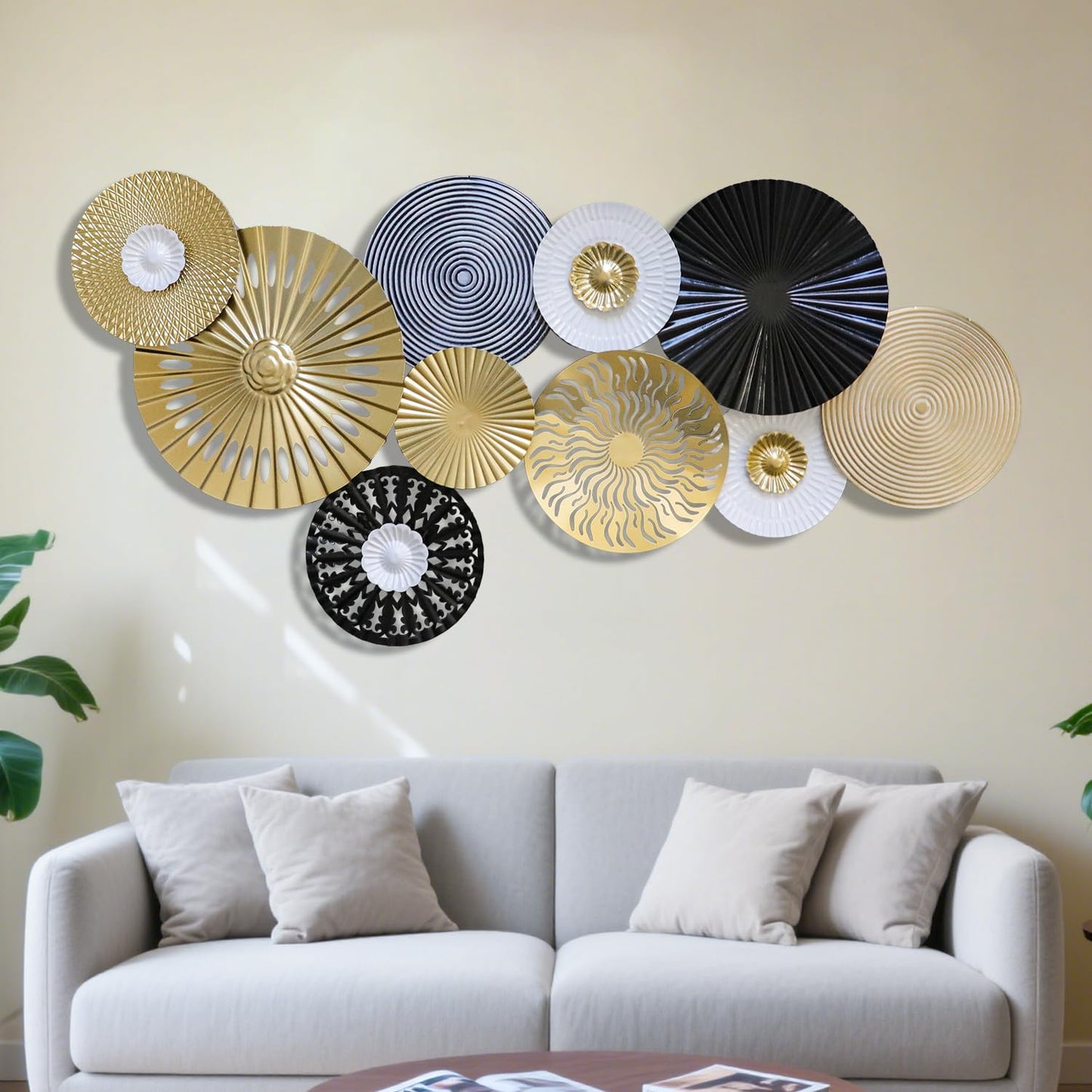 KEQAM Metal Wall Art for Living Room, 47''x24'' Large Metal Wall Decor,3D Modern Luxury Wall Sculpture,Suitable For Living Room,Dining Room Bedroom Outdoor
