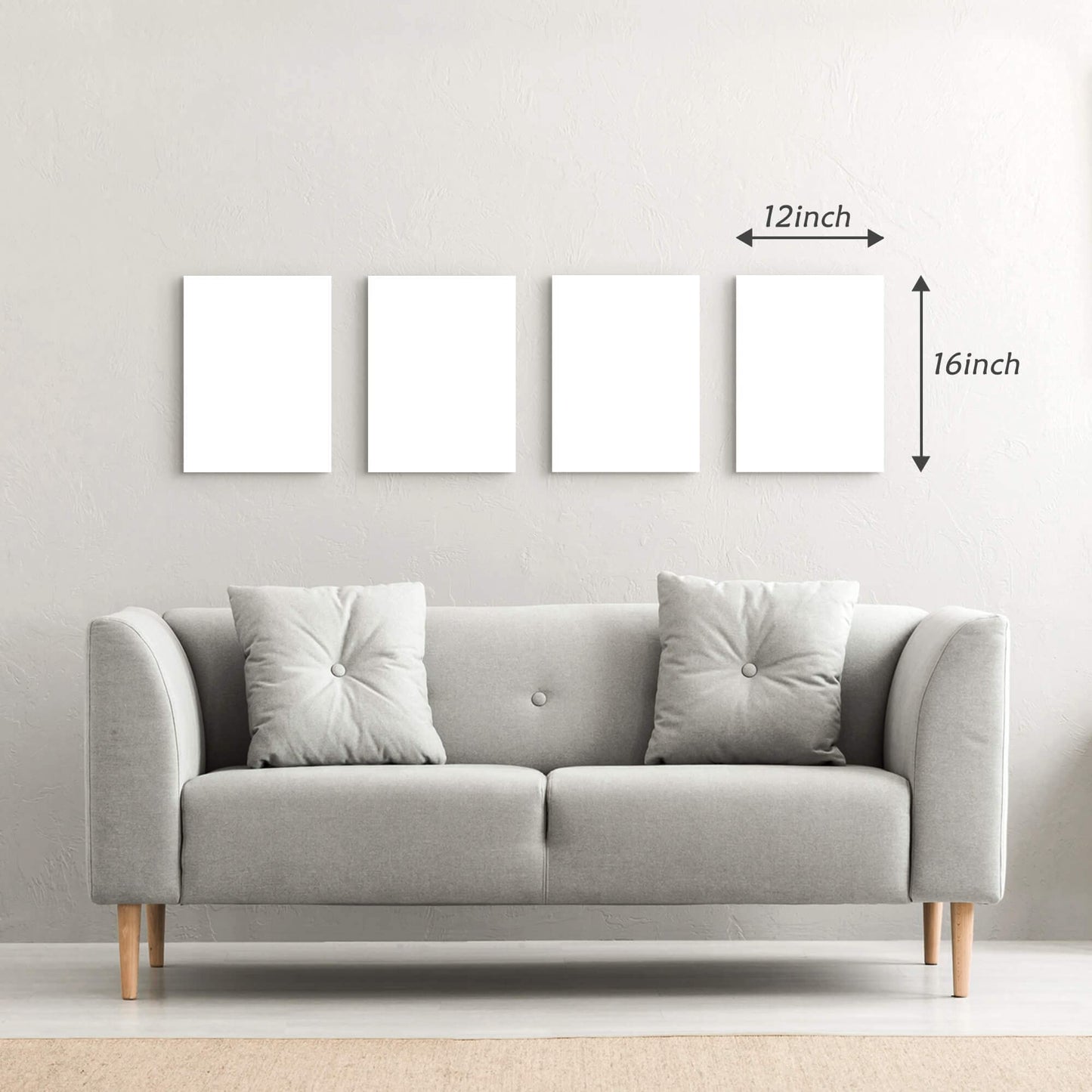 artopia Black and White Botanical Pictures: Grey Leaf Canvas Wall Art, Minimalist Plant Painting for Bathroom, 16"x12" Decor