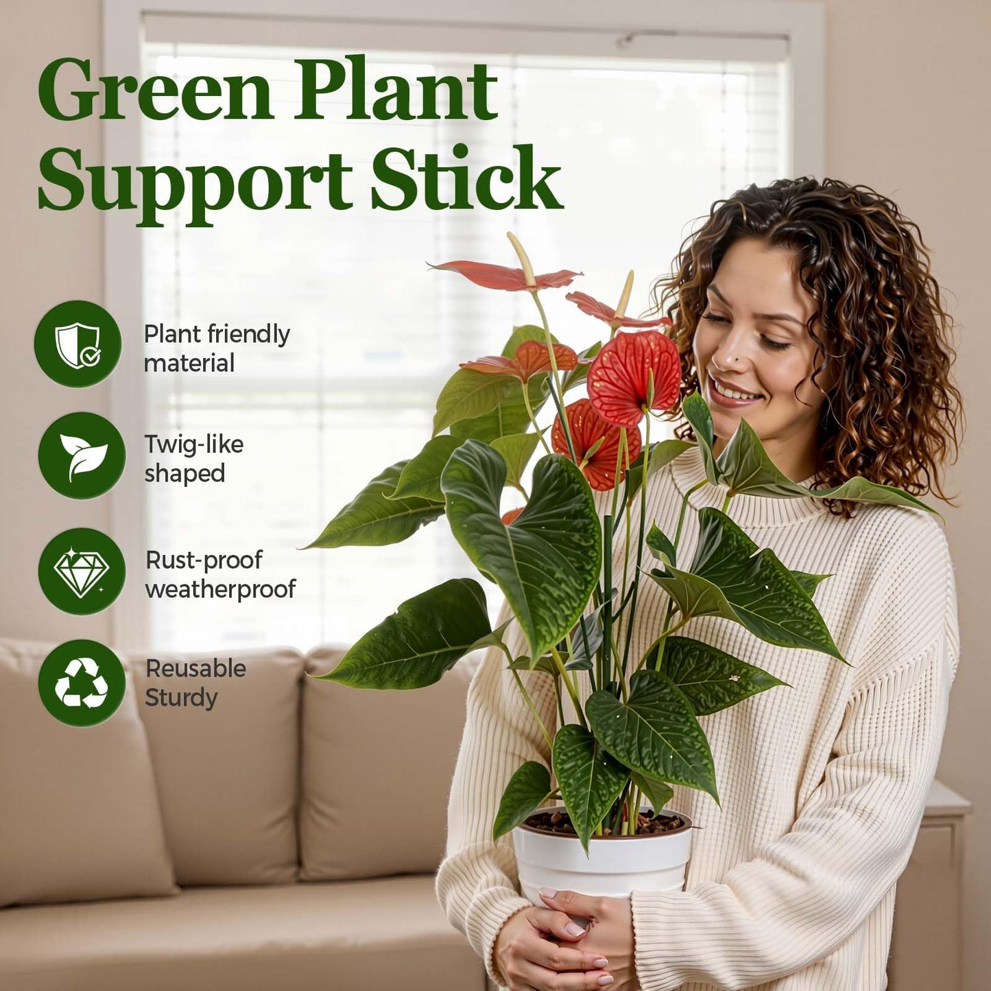 10 Pack Stackable Monstera Plant Support Stakes, Adjustable Plant Supports for Small Indoor Potted Plants, Pothos, Philodendron, Ivy & Climbing Vine Plants