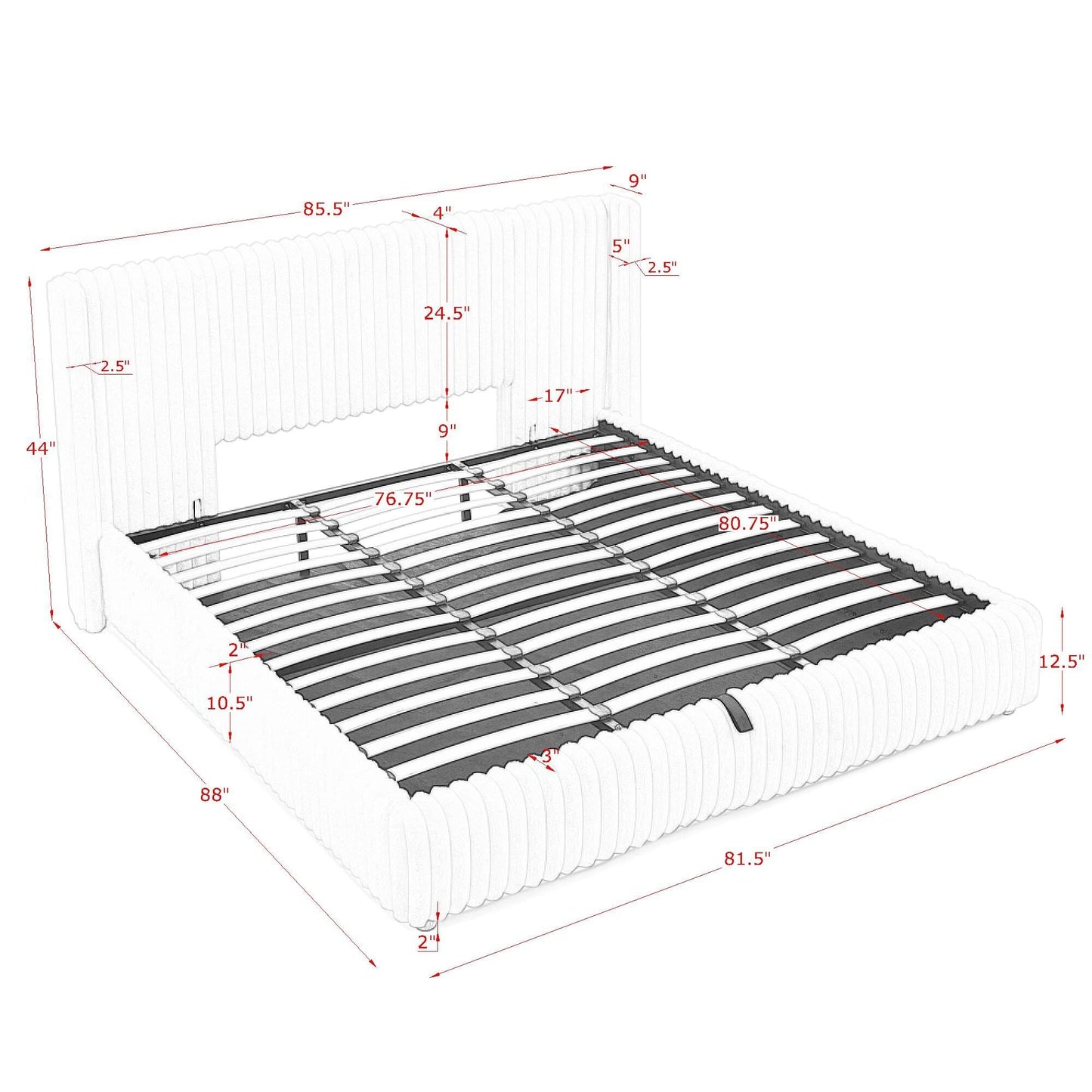 Tabaray King Bed Frame with Storage, Upholstered Platform Bed Frame with Plush Rabbit Fur Headboard, Adult Floor Bedframe with Wooden Slats Support, No Box Spring Needed for Bedroom, Apartment, Beige