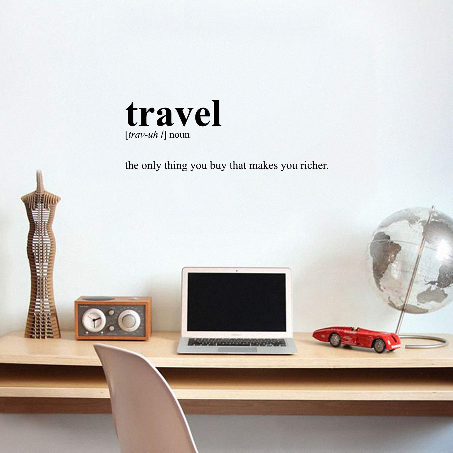 Vinyl Wall Art Decal - Travel Definition - 12" x 35" - Modern Inspirational Traveling Vacations Quote for Home Bedroom Office Workplace Travel Agency Decoration Sticker (Black)