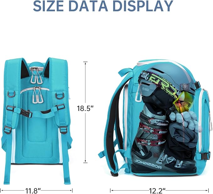 Ski Boot Bag, 50L Ski Boot Travel Backpack for Skis, Snowboard & Accessories, Waterproof Padded Ski Boot Bag Backpack