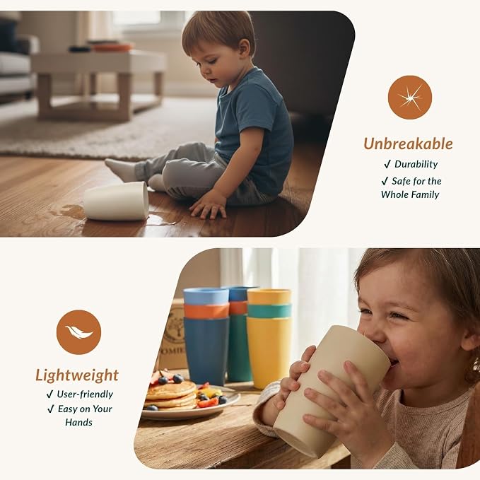 Homienly Unbreakable Plastic Cups Set Wheat Straw Cups 20 OZ Drinking Cups Reusable Camping Cups Stackable Tumblers Water Glasses Drinking Set Freezer Dishwasher Safe (6 PCS, Multi)
