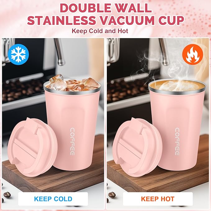 CS COSDDI 12 oz Stainless Steel Vacuum Insulated Tumbler - Coffee Travel Mug Spill Proof with Lid - Coffee Cups for Keep Hot/Ice Coffee,Tea and Beer