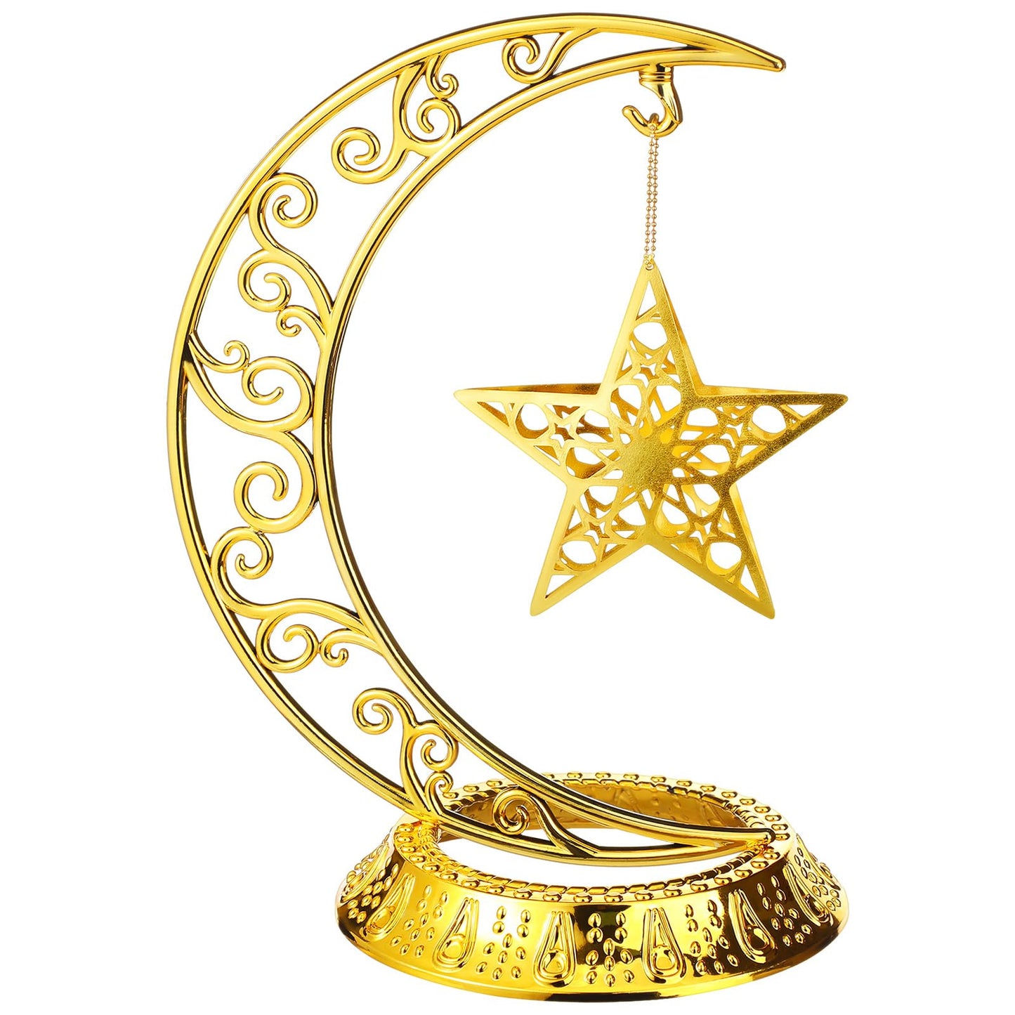 MorningRo Ramadan Decorations Plastic Eid Mubarak Table Decoration Moon Hollow Star Centerpiece Gold Ramadan Mubarak Ornament Kareem Table Signs for Home Decor Islamic Muslim Gifts