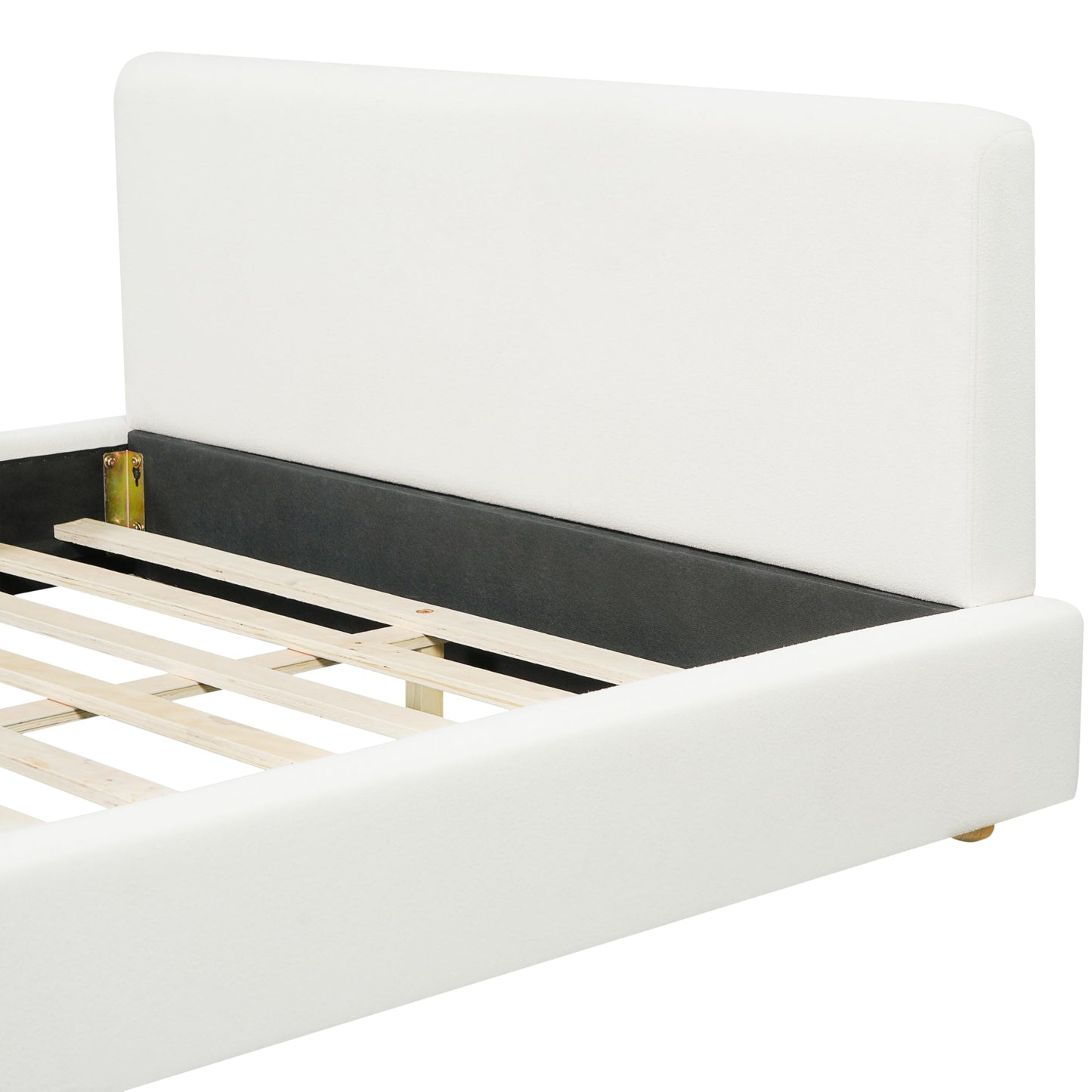 Merax Queen Size Boucle Upholstered Platform Bed Frame with Headboard,Modern Soft Fabric for Bedroom with Wood Slats Support for Bedroom