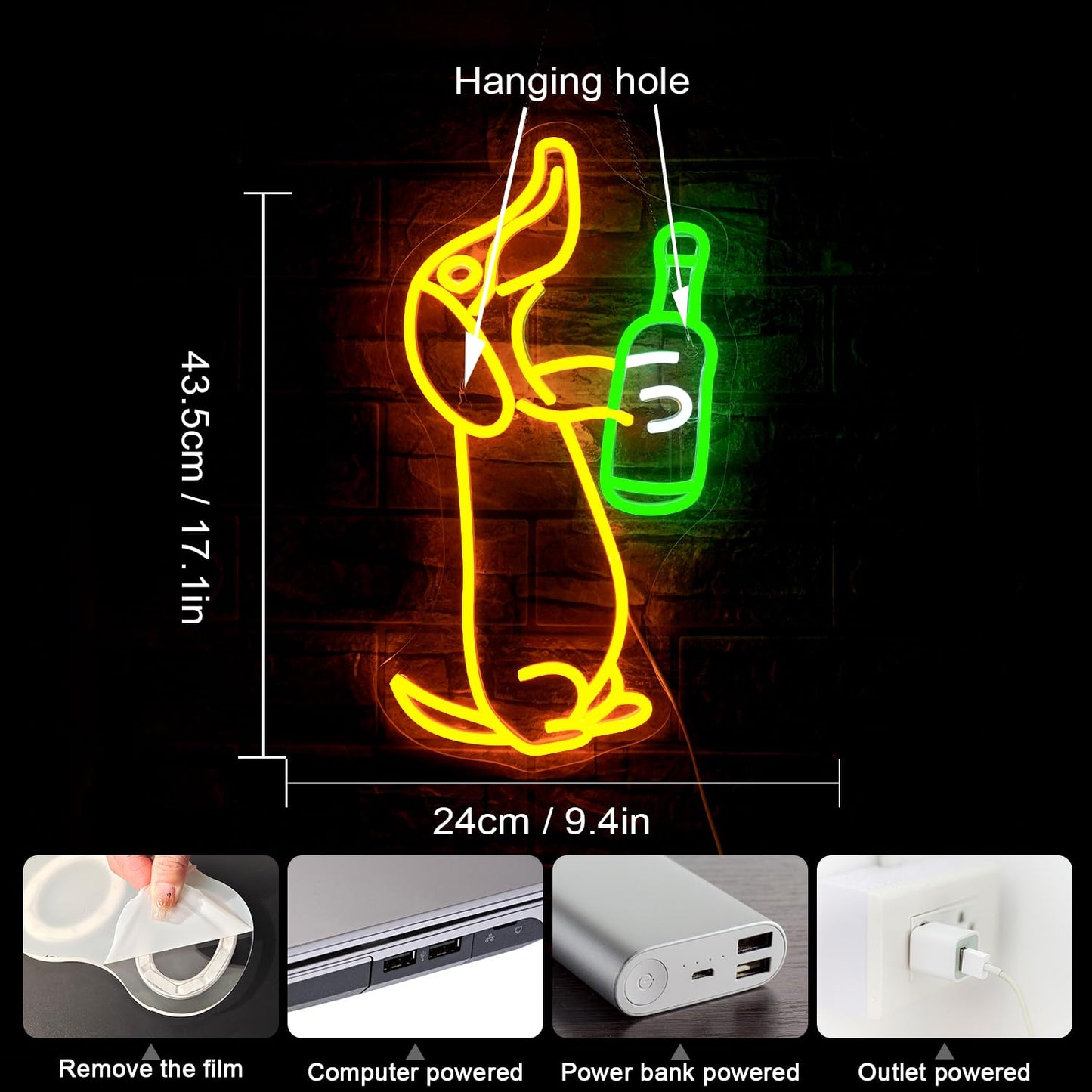 NOSUN Dachshund Beer Neon Sign Dog Drink Beer Neon Signs for Wall Decor Bar Neon Light Cute Animal Light up Signs for Bedroom Men Cave Birthday Party Decor Gift for Dog Lover Yellow Light Sign