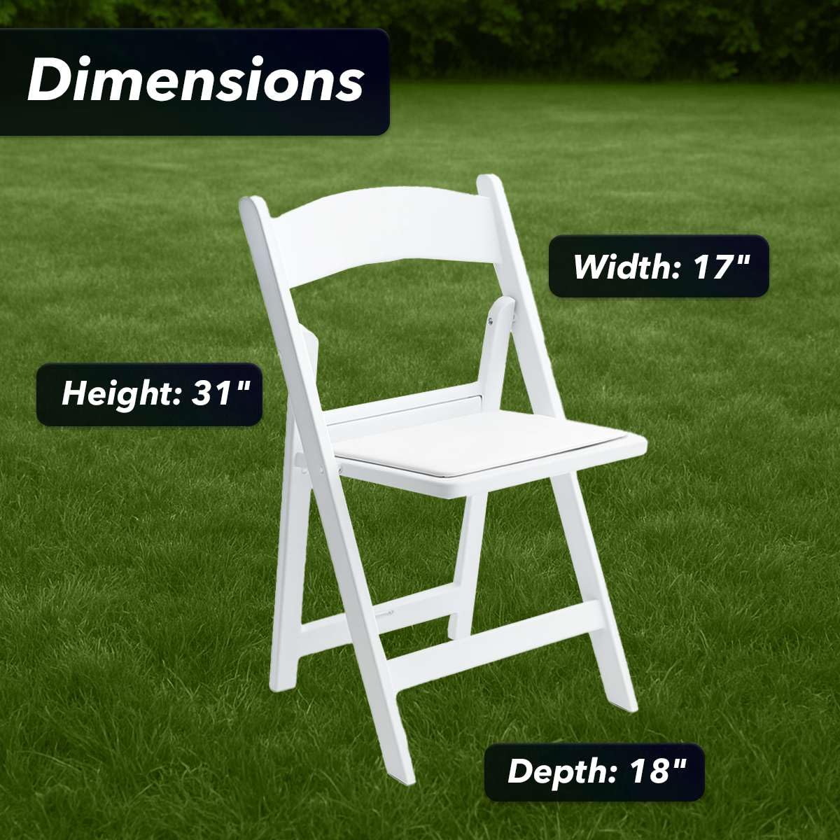 Zedfire Set of 8, White Resin Folding Chairs with Vinyl Seat, Commercial Event Chairs, Foldable Chair for for Party, Wedding, Picnic, Indoor/Outdoor use