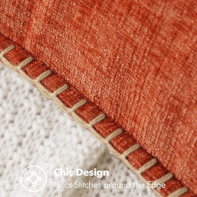 MIULEE Pack of 2 Fall Couch Throw Pillow Covers 20x20 Inch Rust Farmhouse Decorative Pillow Covers with Stitched Edge Soft Chenille Solid Dyed Pillow Covers for Sofa Bed Living Room