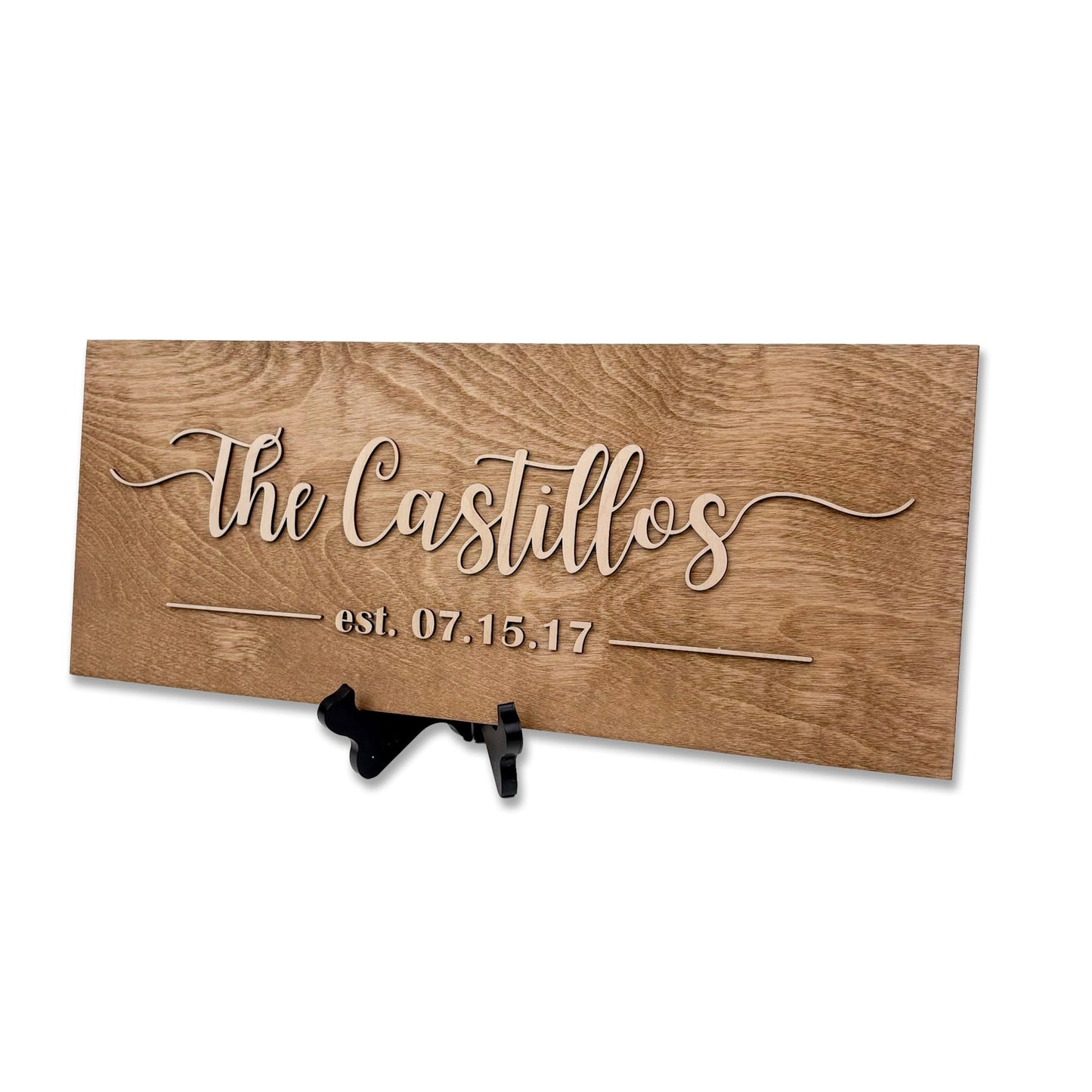 Personalized Family Name Sign – Custom Wooden Name Sign, Wedding Welcome Sign, Newlywed & Housewarming Gifts, New Home Gift Ideas, Family Name Sign, Hickory Hollow Designs (Est. Full Date)