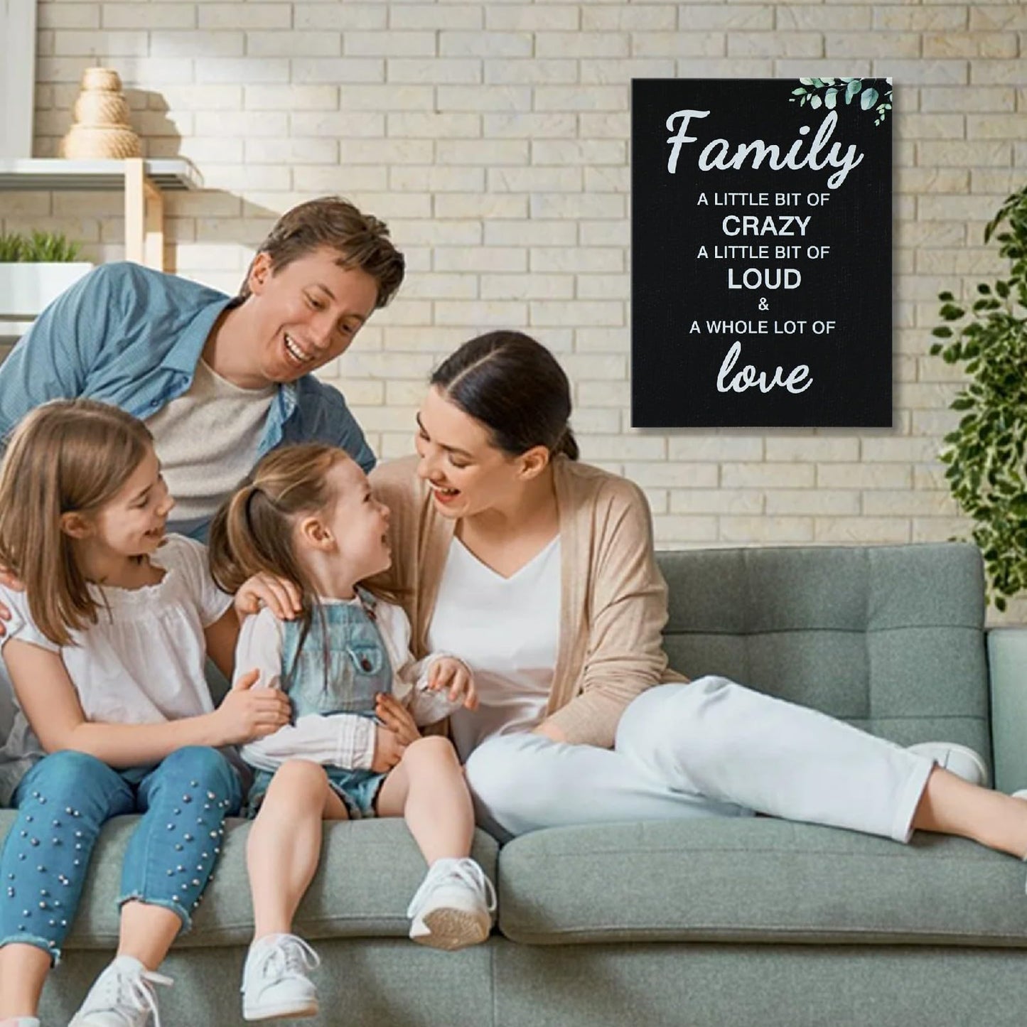 Family Wall Decor Inspirational Quote Framed Canvas Wall Art Rustic Farmhouse Decor for Living Room Kitchen Entryway Decorations