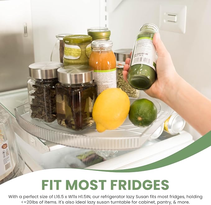 NOSTA Home Rotating Lazy Susan for Refrigerator - Square Lazy Susan - Refrigerator Lazy Susan Organizer - Rotating Fridge Organizer - Large (16.5x11)