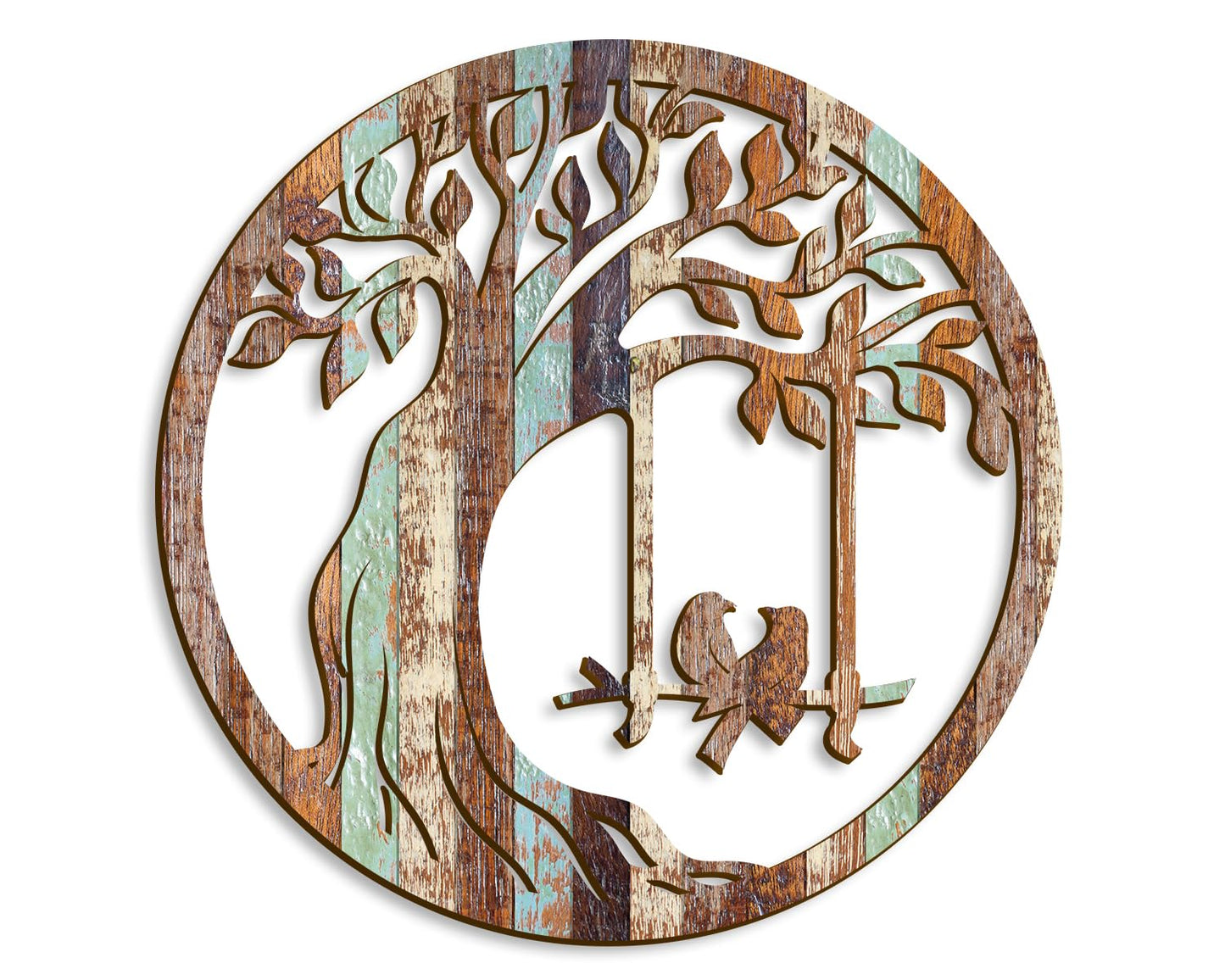 Oubasa Wooden Wall Plaque of Tree Birds Rustic Wall Hanging Decor for Bathroom Kitchen Living Room Bedroom, 12 Inch