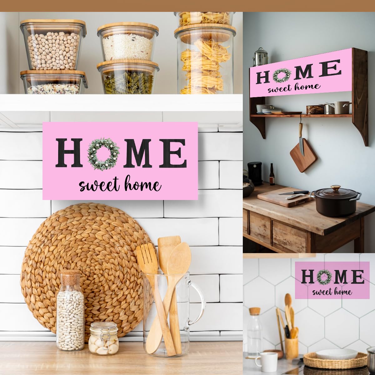 Sweet Home Wooden Hanging Sign, Rustic Farmhouse living Room Decor,Office Home kitchen Wall Art Decor Signs, For Living Room Bedroom Office 12 × 6 Inch