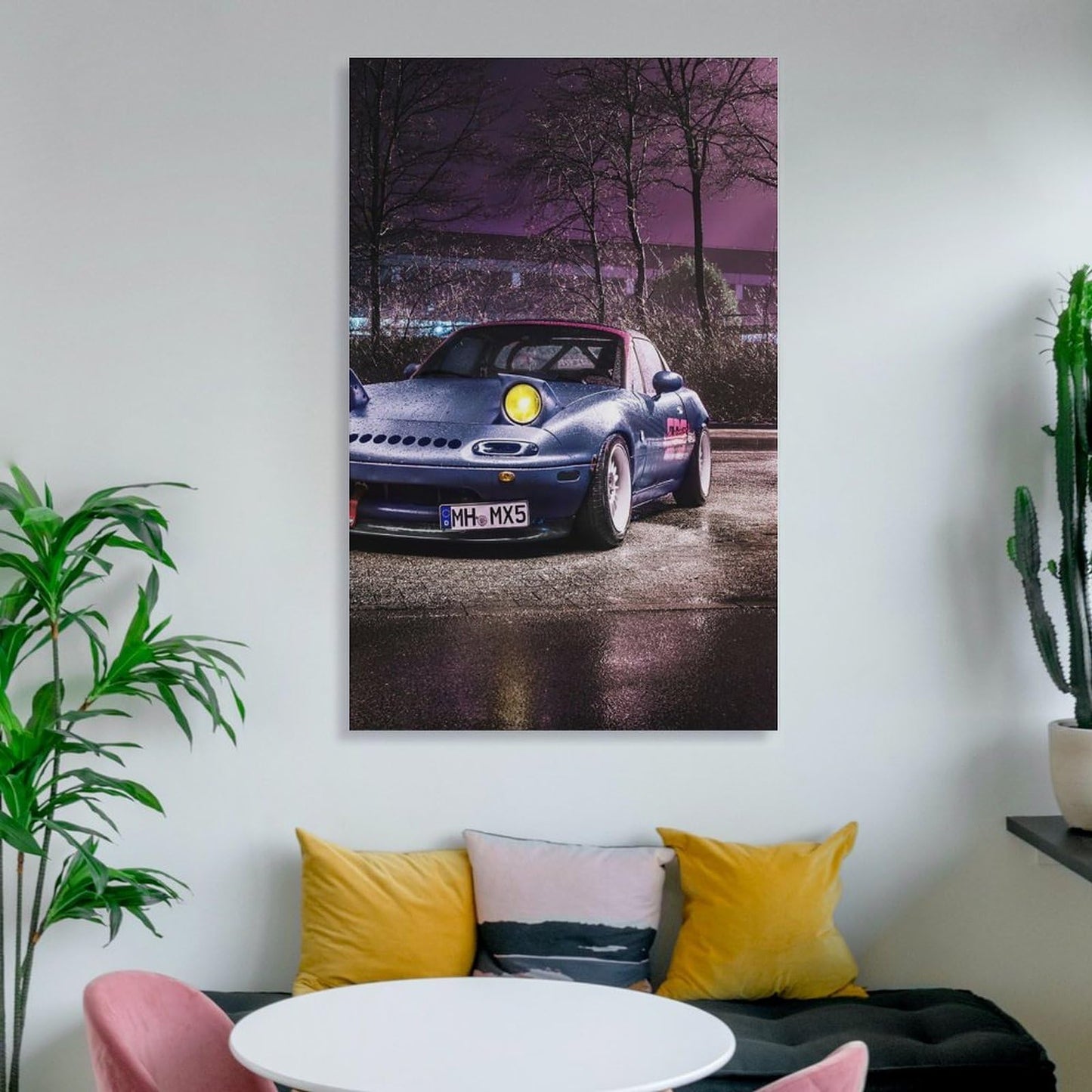 Jdm Car Mx5 Neon Modified Neon Car Posters for Bedroom Car Wall Decor for Mens Room Decor Aesthetic Canvas Wall Art Prints Pictures Paintings Framed Unframed 12x18inch(30x45cm)