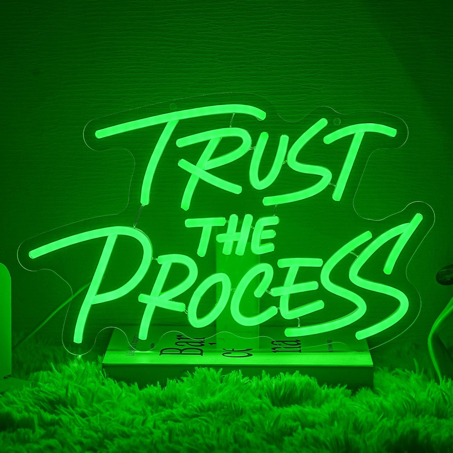 LLNEOX Trust The Process Neon Sign for Wall Decor Green Neon Light Gym LED Sign Dimmable Motivation LED Light Letter Lighting for Bedroom Bar Classroom Gym Office Art Inspirational Alphabet