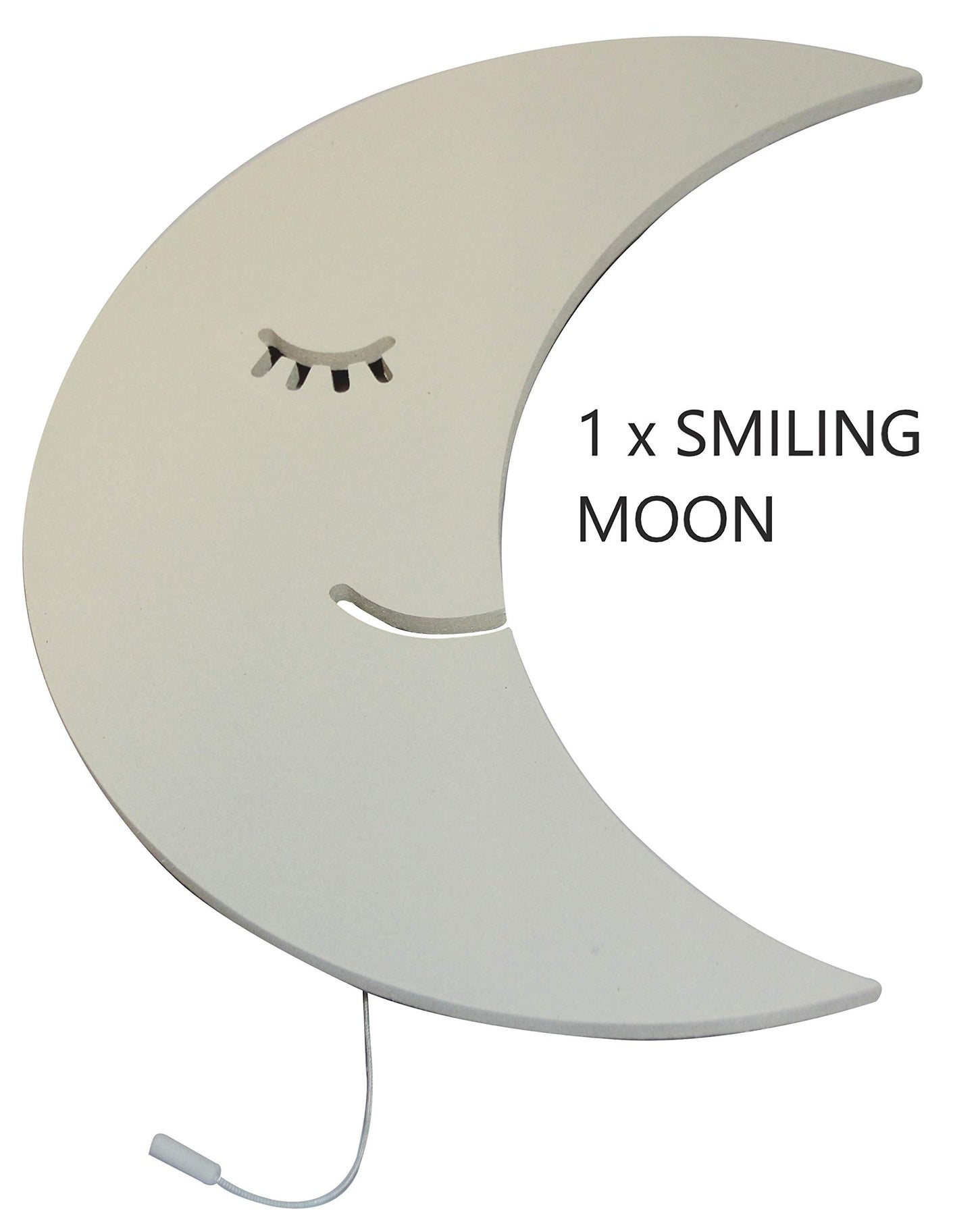 2X Cloud+1 Moon Wall Light, + Silver Star Stickers, Nursery Room Decor Wall Light Set of 3 Wooden Wall Light with LED, 100pcs Silver Star Wall Decals Gift!