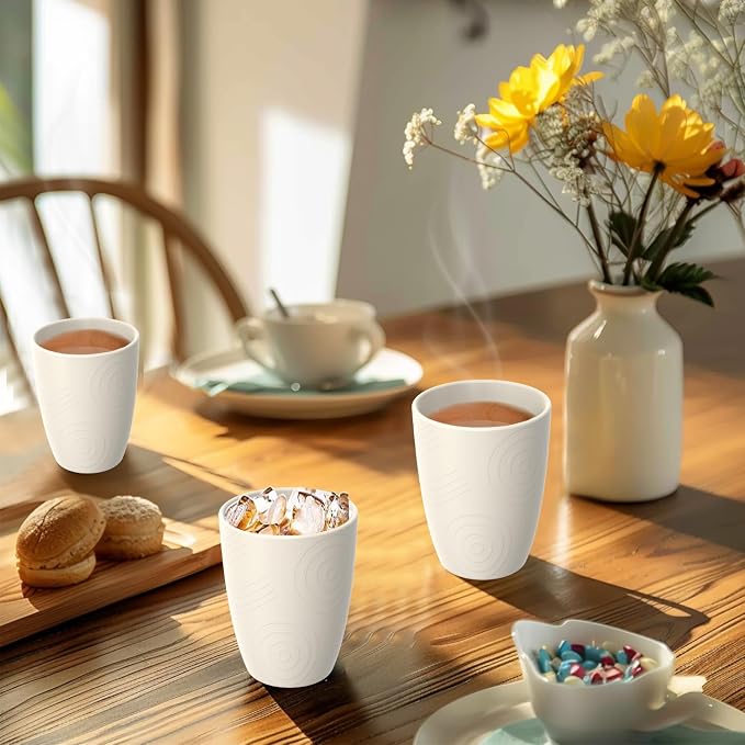 Drinking Glasses - Wheat Straw Cups Set of 6, Unbreakable Plastic Tumbler, Alternative to Plastic Glasses Drinking Reusable, Drinking Cup Dishwasher Safe Plastic Cups 12 OZ - White