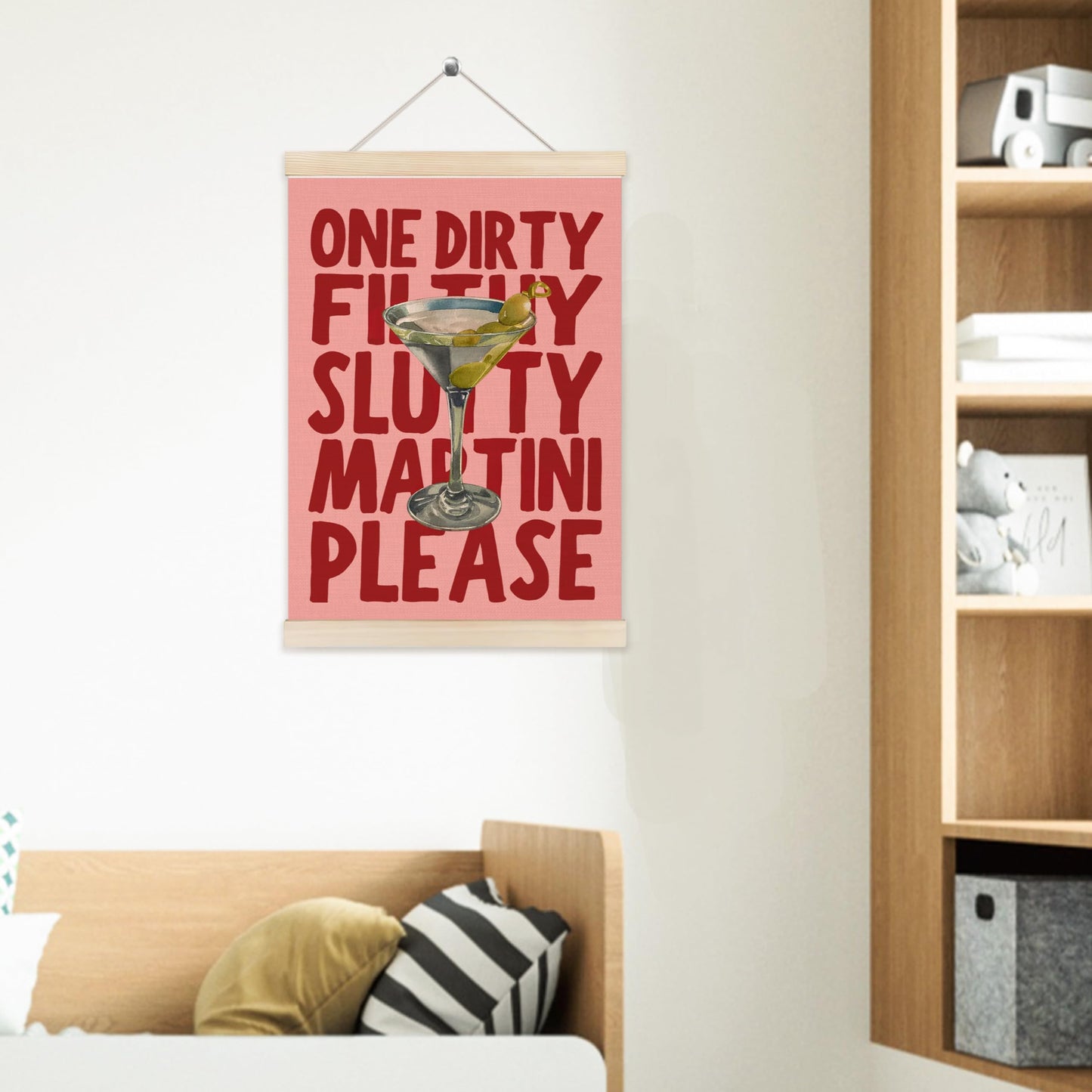 Welshower Dirty Martini Cocktail Bar Poster Hanger Frame, Gifts for Martini Lovers, Pink Trendy Cocktail Wall Art Prints Decor for Home Kitchen Bar Pub Lounge, 12x16 Inch
