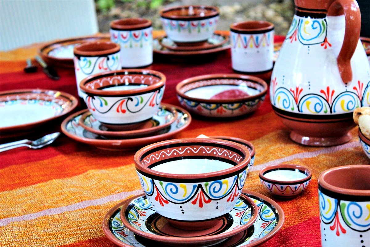 Cactus Canyon Ceramics Salsa Bowls - Spanish Terracotta White Decor - Small Serving Bowl (European Size), Festive Dinnerware 5 Piece Set - Dishwasher & Microwave Safe