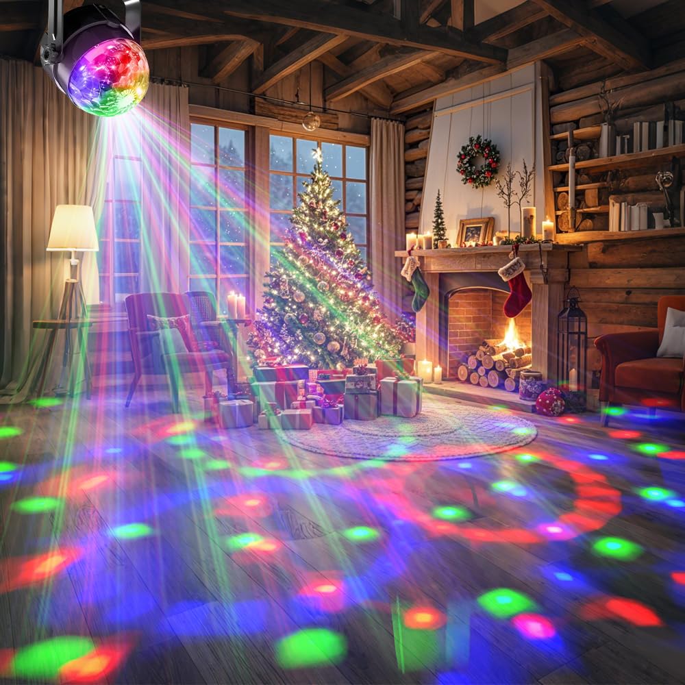 Yiixuyo Sound Activated Party Lights with Remote Control Dj Lighting, Disco Ball Light Projected Effect Dancing Lights, Strobe Lamp for Parties Supplies Birthday Christmas Bar KTV Decorations -3-Pack