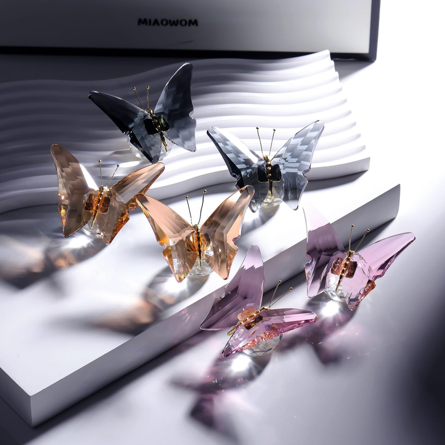 Arikyrist 2 pcs Crystal Grey Butterfly Gifts for Women Butterflies Lovers Glass Butterfly Figurines Animal Statues for Desk Office Home Decor