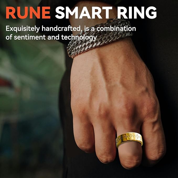 Ultra Smart Ring for Women Men,Health Fitness Tracker with Sleep/Blood Pressure/Oxygen Monitoring, Heart Rate & Activity Tracking,IP68 Waterproof, 5+Day Battery,No Subscription Fee 1-Gold 12