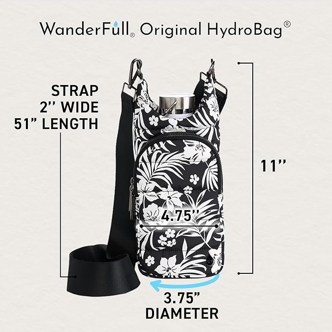 WanderFull® Original HydroBag® Collection, Water Bottle Holder w/Strap & Phone Pocket, Hands-Free Crossbody Water Bottle Bag