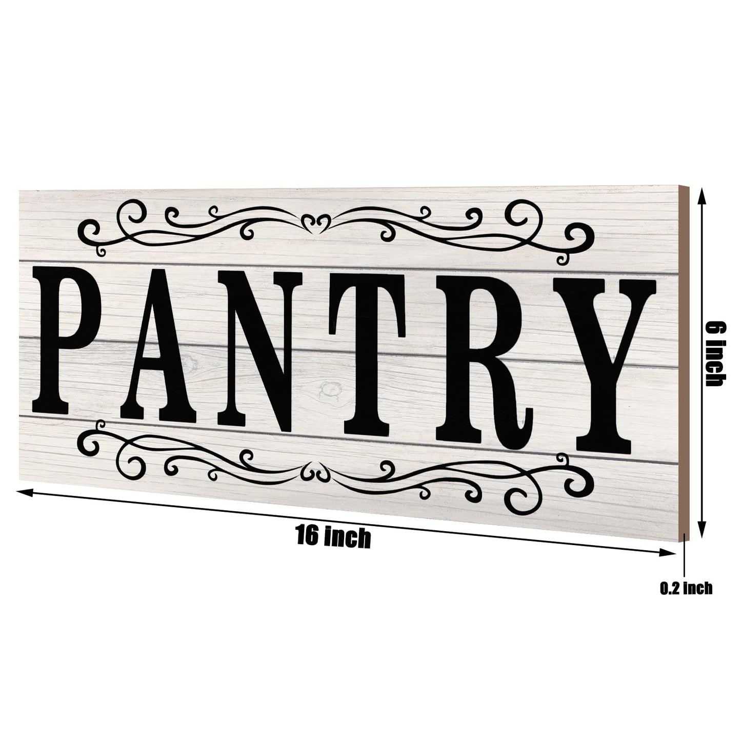 Jetec Pantry Sign Wall Decor Farmhouse Pantry Signs Wood Rustic Retro Hanging Wooden Art Plaque Decorative for Kitchen Restaurant Door Room Home Decoration, 16 x 6 Inch(White)