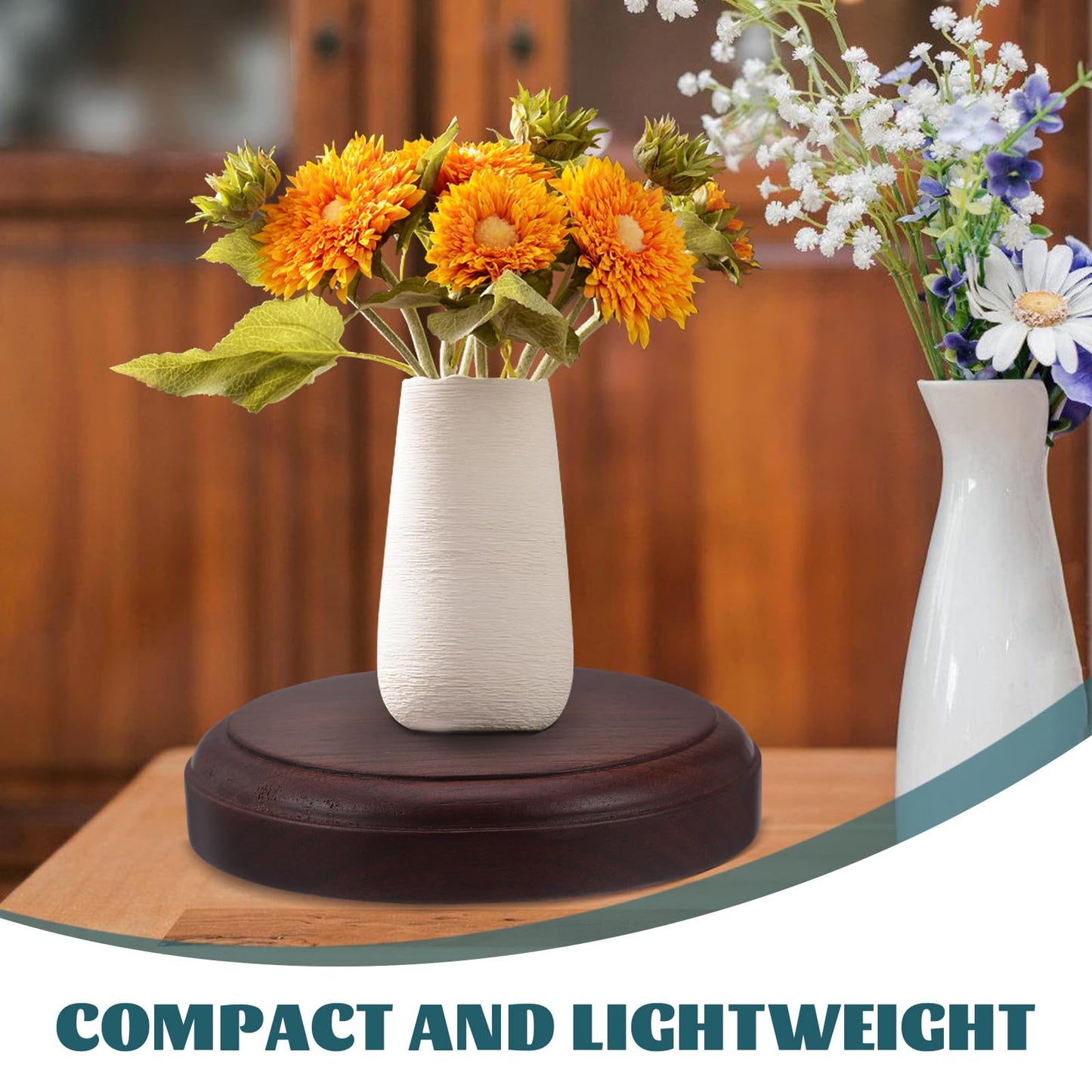 Cabilock Plant Stand Indoor Wooden Stool Round Risers For Decor Plant Pedestal Stand Farmhouse Rustic Decorative Display Flower Holder Pedestal Brown