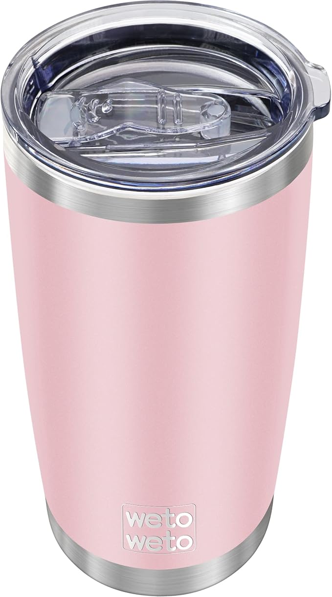 WETOWETO 20oz Tumbler, Stainless Steel Vacuum Insulated Water Coffee Tumbler Cup, Double Wall Powder Coated Spill-Proof Travel Mug Thermal Cup for Home Outdoor (Ice Pink, 1 Pack)