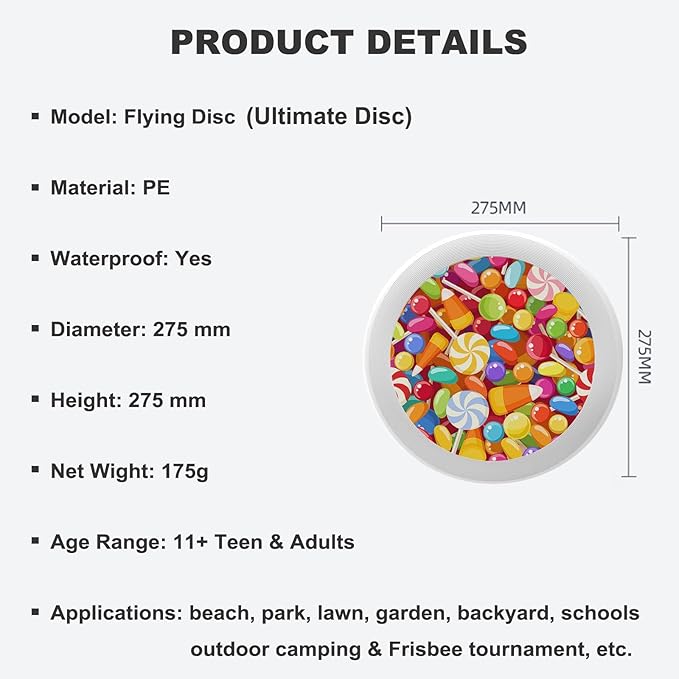 Blue Outdoor Flying Disc Bald Eagle Ultimate Disc 175g for Boys Girls Men Women Birthday Christmas