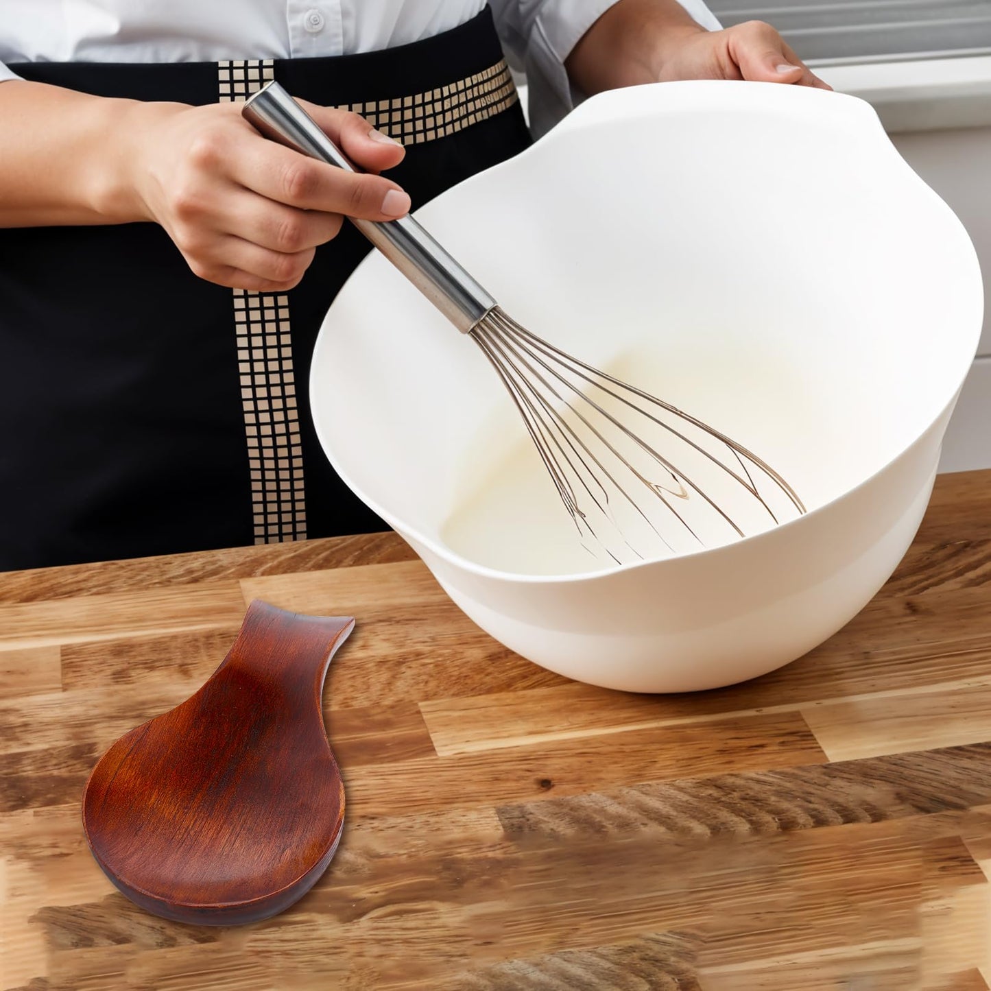 1 PCS Wooden Spoon Rest for Kitchen Counter, Smooth Wood Spoon Holder for Stove Top, Perfect Wood Utensil Rest for Spatula, Modern and Rustic Utensil Holder for Farmhouse (7.17"×3.62")