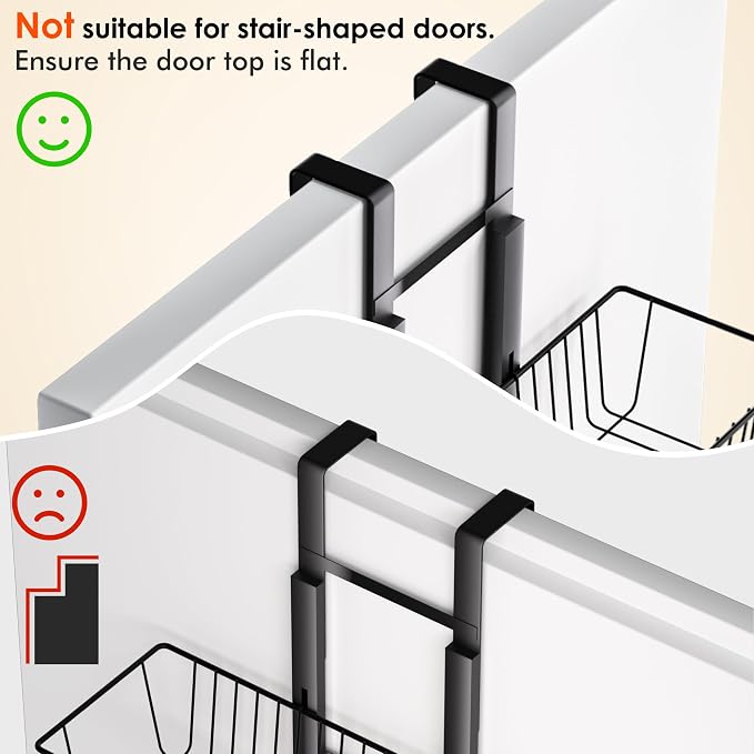 LUXEAR Over the Door Pantry Organizer, 6-Tier Adjustable Over the Door Hanging Spice Rack, No-Assembly Foldable Metal Over the Door Organizer for Kitchen, Home, Laundry Room, Bathroom