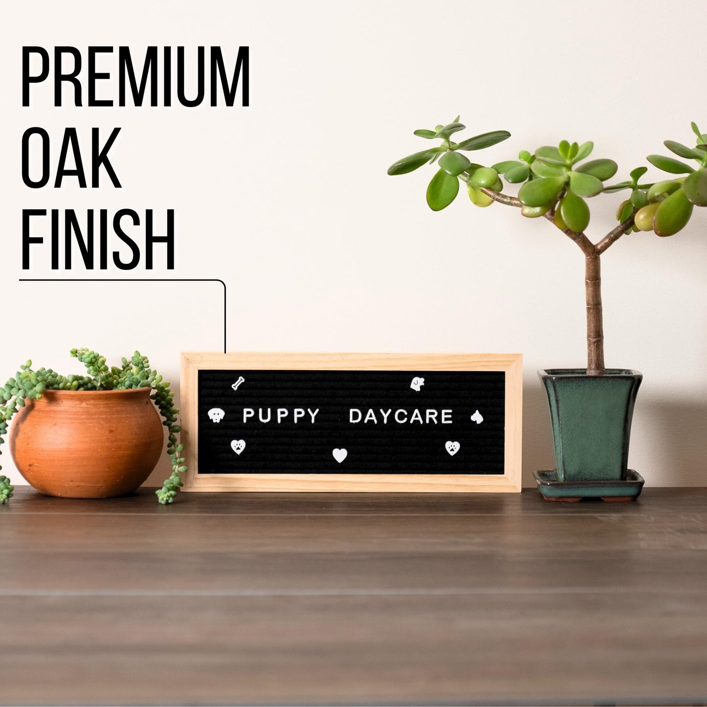 Small Letter Board | 12"x5" Mini Black Felt Classy Wooden Frame with White Letters | Premium Changeable Sign Boards for Home Decor Motivational Quotes Baby Announcement Price List Message Letterboard