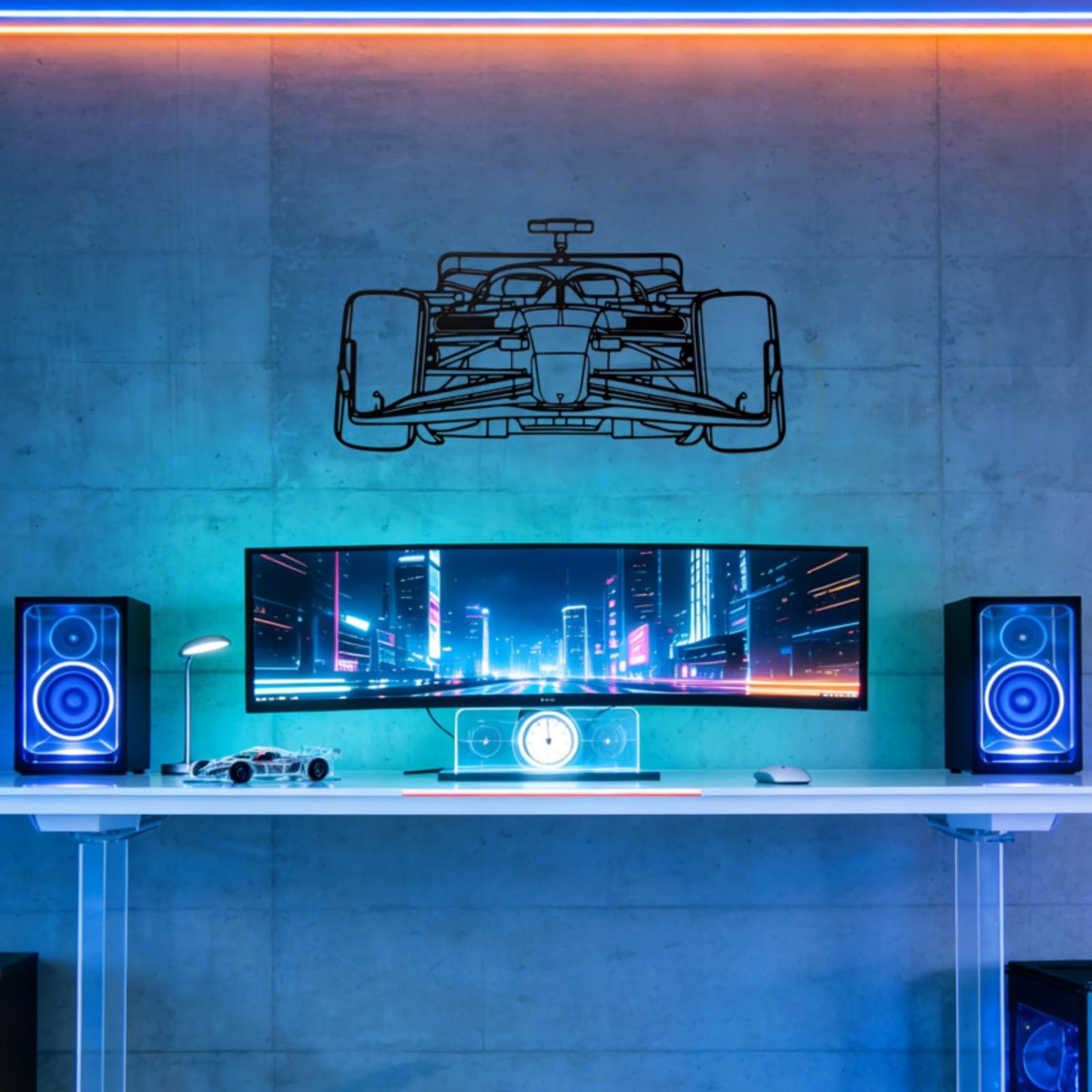 JBCHUCI F1 Wall Art Metal - Formula 1 Race Car Silhouette Wall Decor for Garage, Teen Boy Room, Man Cave, Bedroom - Unique F1 Gift for Men, Car Lovers & Motorsport Fans (15.7"x8.7")