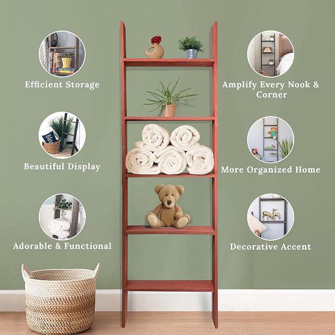 BARNWOODUSA Throw Blanket Ladder – Fully Assembled Reclaimed Wood – Rustic Decorative Ladder for Towels, Quilts, & More – Perfect Farmhouse Decor for Bathroom, Porch, or Living Room,5ft18.