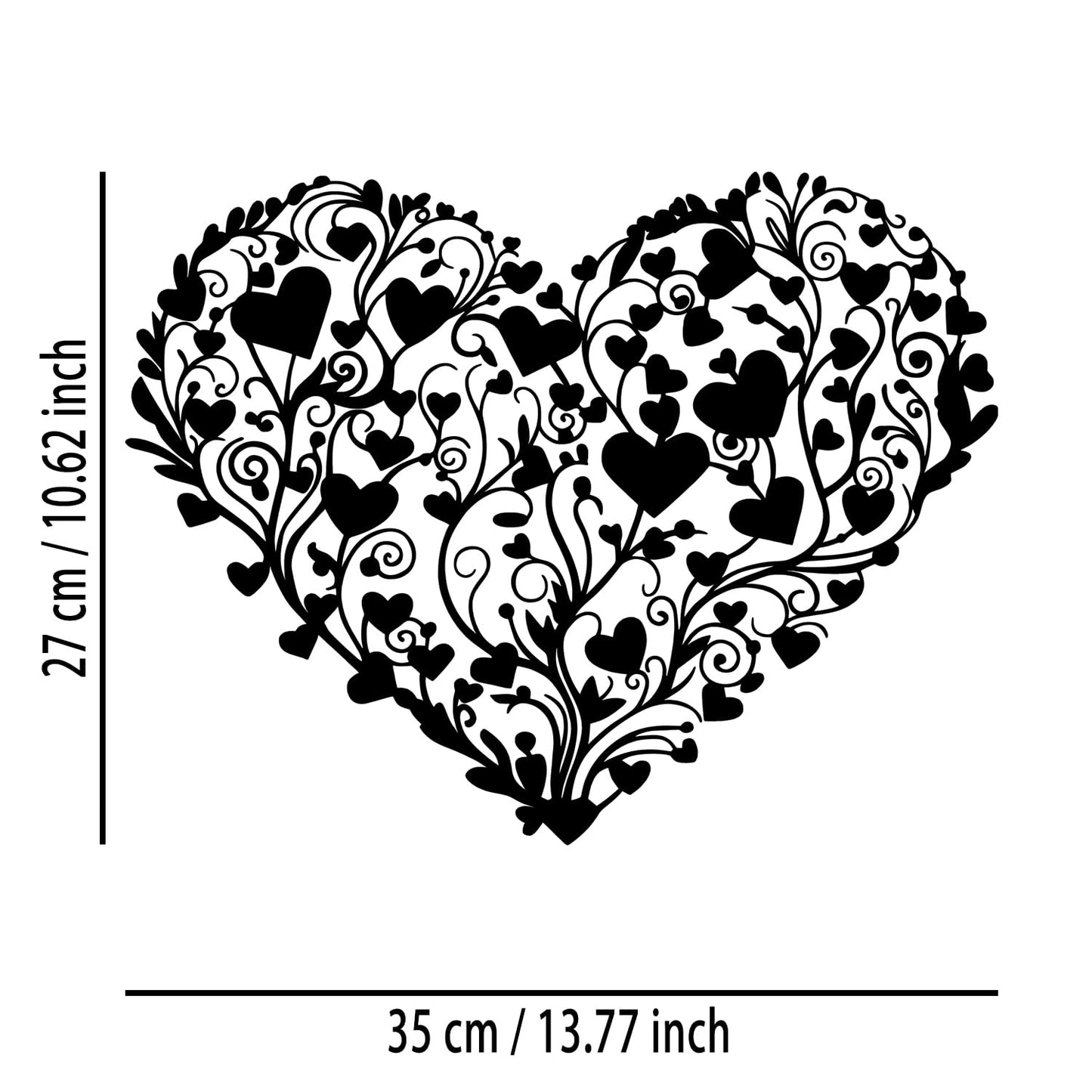 OPTYBVFD Heart Flower Metal Wall Decor - Love Room Decor Wall Art Home Decor for Living Room, Bedroom, Dining Room, Bathroom, Office (Black)