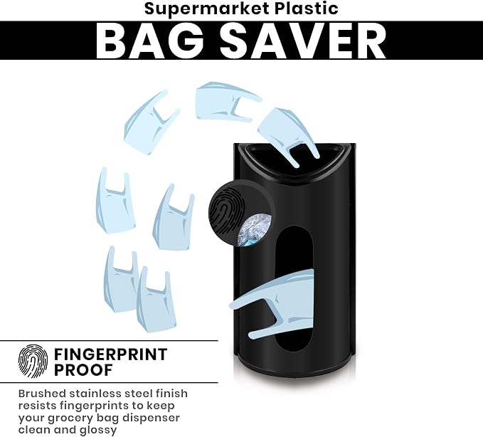 Utopia Kitchen Grocery Plastic Bag Holder and Dispenser Medium, Easy Wall Mount Bag Saver, Stainless Steel, Black