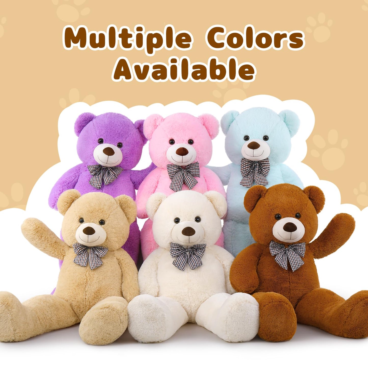 MaoGoLan Giant Teddy Bear 4 Feet,Adorable and Cuddly Big Bear Stuffed Animal 47", Classic Teddy Bear Plush Gift Decoration for Baby Shower,Party,Birthday,Valentines Day,Tan