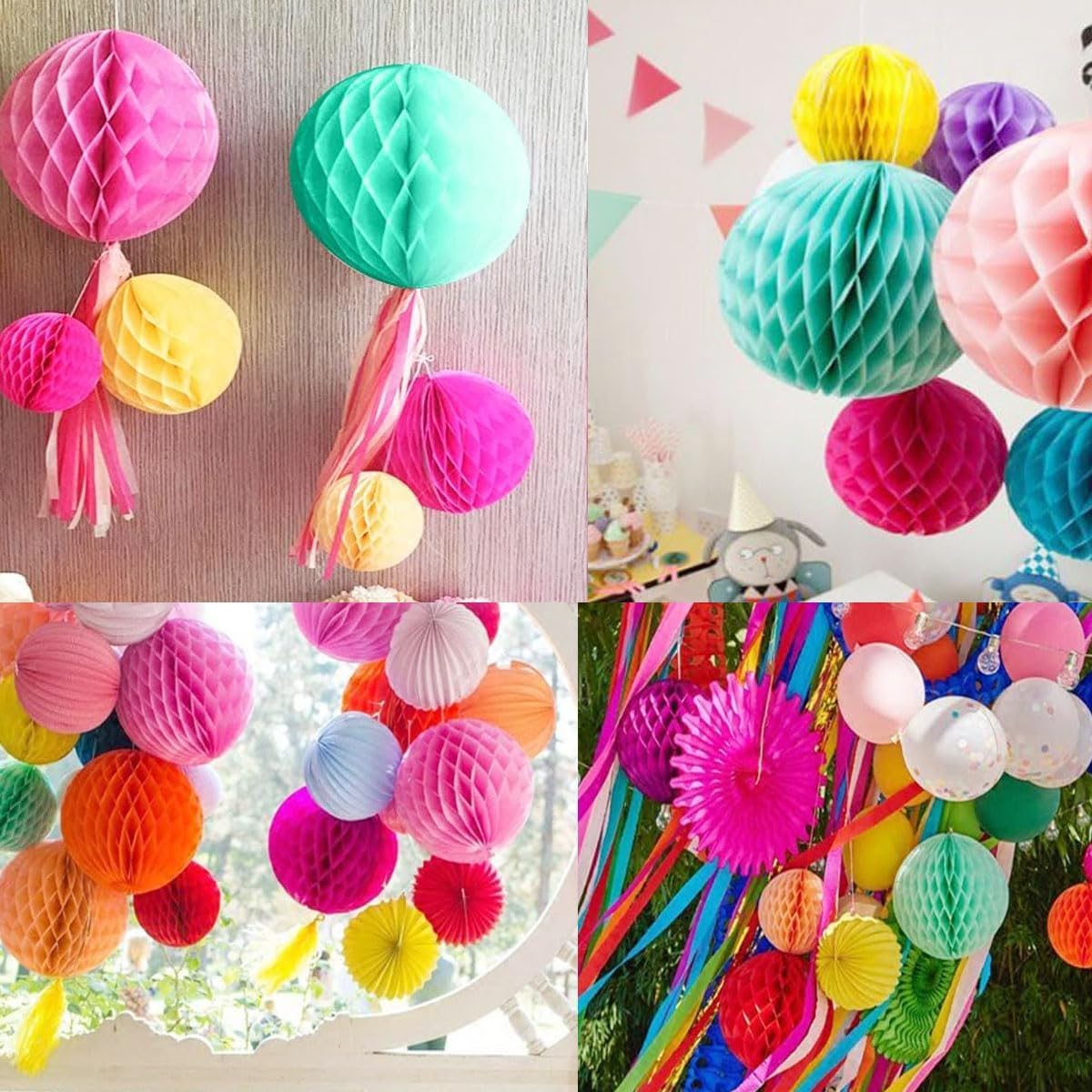 Capesaro 12pcs Pink Green Hanging Honeycomb Balls Decorations Theme Party Decor Movie Birthday Party Decorations for Kids(6" 8" 10" Pink Green Set)