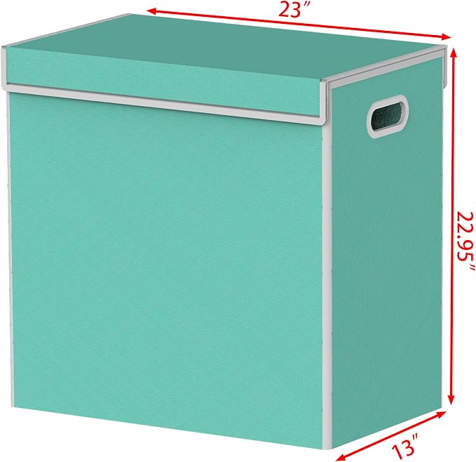 Simple Houseware Double Laundry Hamper with Lid and Removable Bags, Turquoise