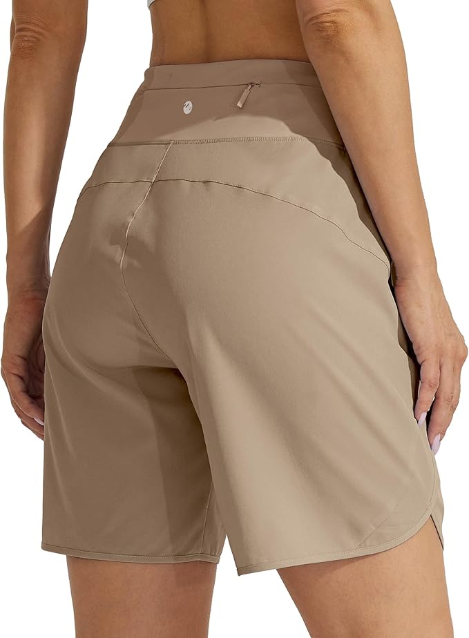 Willit Women's 7" Athletic Running Shorts Long Workout Hiking Shorts Quick Dry High Waisted Active Zipper Pocket(Medium)