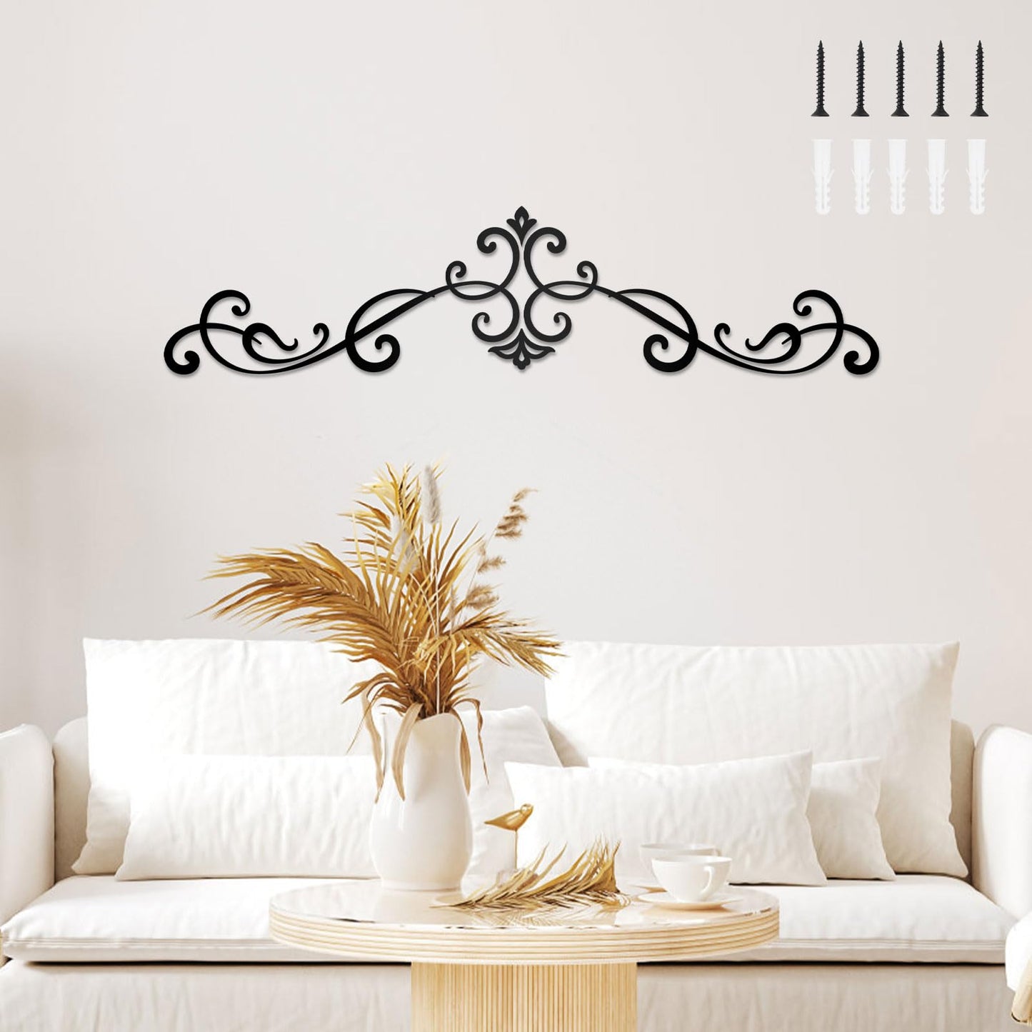 ShxTrade Metal Wall Art Decor, Metal wall hanging for Living Room, Dining Room, Bedroom, Kitchen, Bathroom, Office, Black 4-piece set