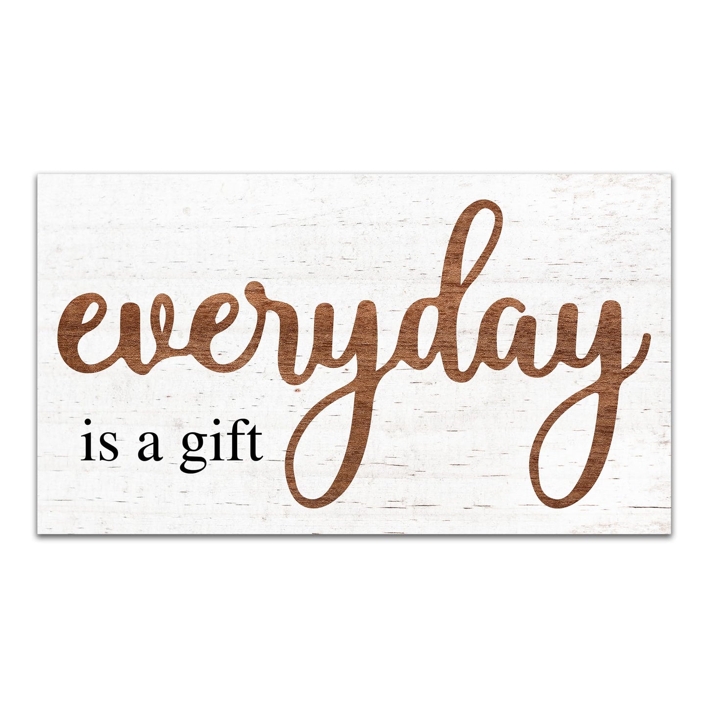 Everyday Is A Gift Wooden Hanging Sign - 6.8" x 12" Motivational Rustic Plaque With Metal Hook For Home Office - Door, Wall Hanging Decoration With Saying - Gifts For Families & Friends - A03