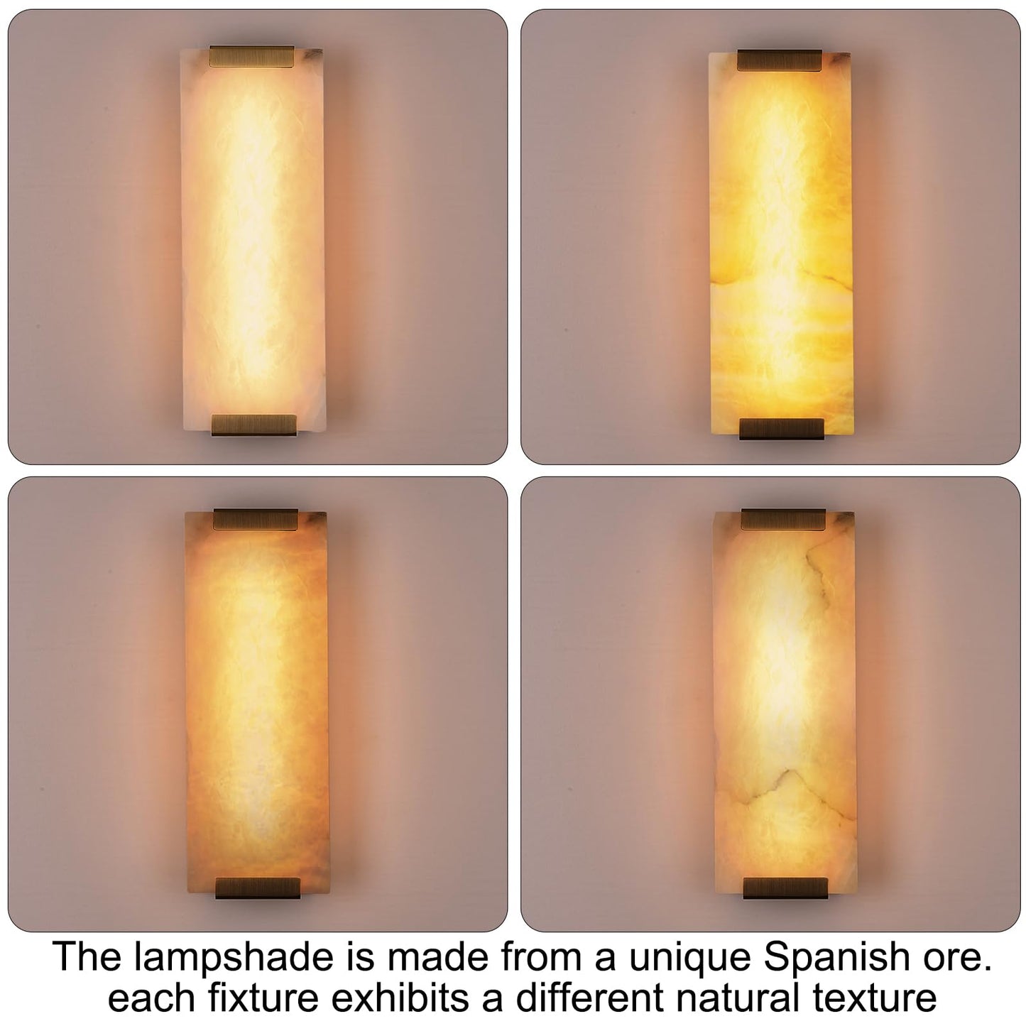 HOMLUCE 14.2in Alabaster Wall Sconce, Large Natural Marble Wall Light Decor, LED Modern Wall Lamp for Bedroom, Stairs, Living Room, Vanity, Bedside, Hallway （Brushed Bronze 12W）