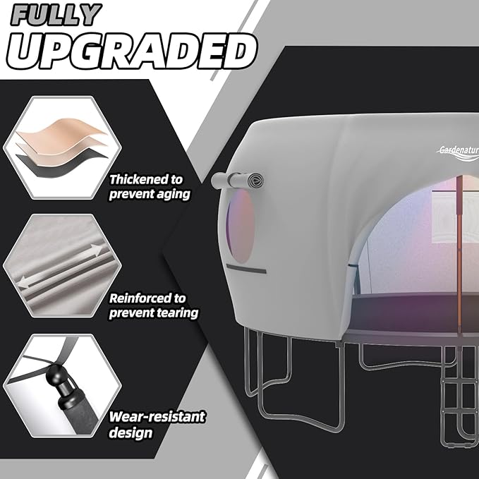 Gardenature 10FT/12FT/14FT Trampoline Tent(Tent Only), Fit Round Trampolines, Shade Cover with LED Light, Outdoor Trampolien Accessories, Anti-Tear
